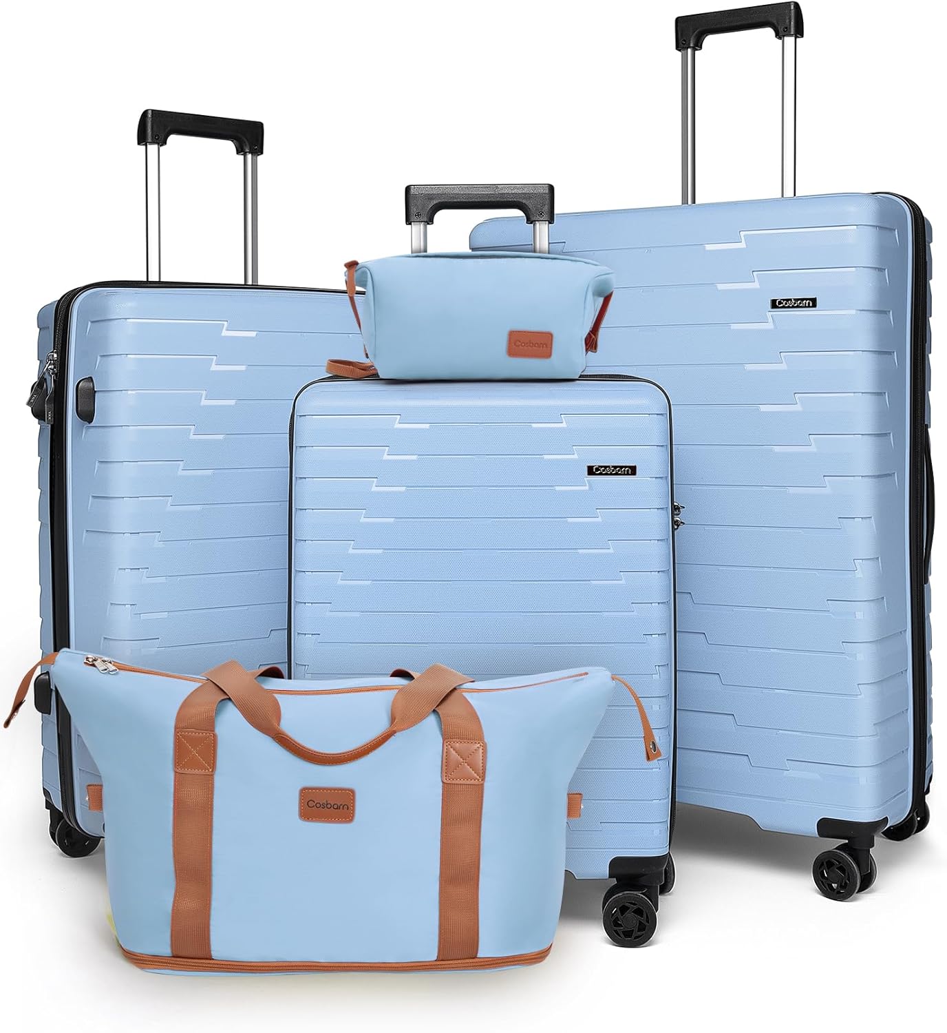 5-piece luggage set with wheels, ABS hardshell suitcase with spinner wheels
