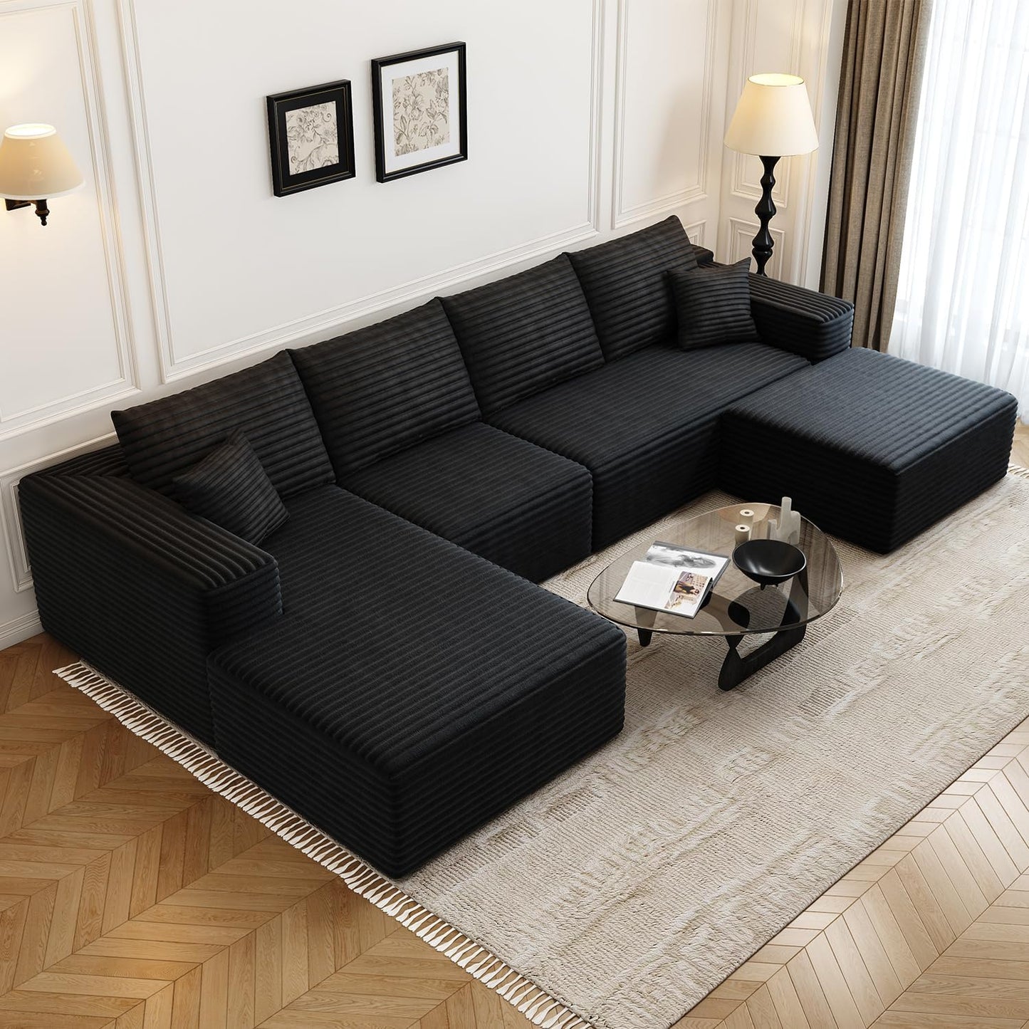 107.5" Cloud Modular Sectional Sofa Couch with L-Shape Chaise,Modern Minimalist Upholstered Couches