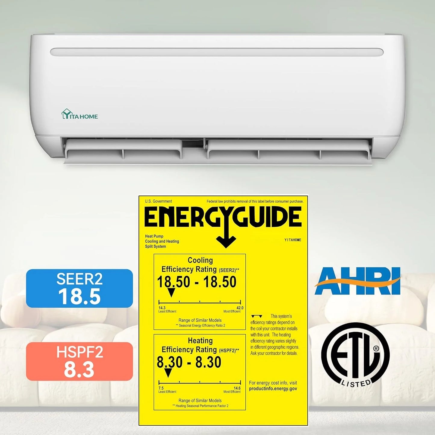 12000 BTU Mini Split Air Conditioner Heat Pump System, Wifi Enabled 20 SEER2 115V Inverter Ductless AC Cool Up to 750 Sq. Ft, Compatible with Alexa, Complete Installation Kit, White