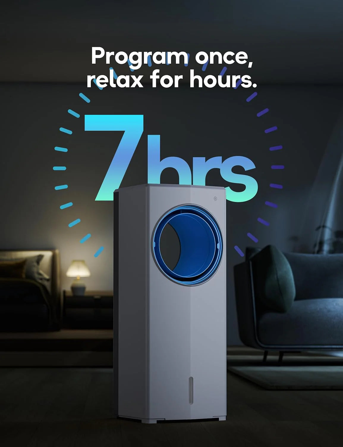 Windowless Portable Air Conditioner, 26.3" Small Evaporative Air Cooler for Room No Window, 3-Speed Settings, 4 Modes, 7H Timer, Remote Control, 4 Ice Packs, Quiet AC Unit for Bedroom