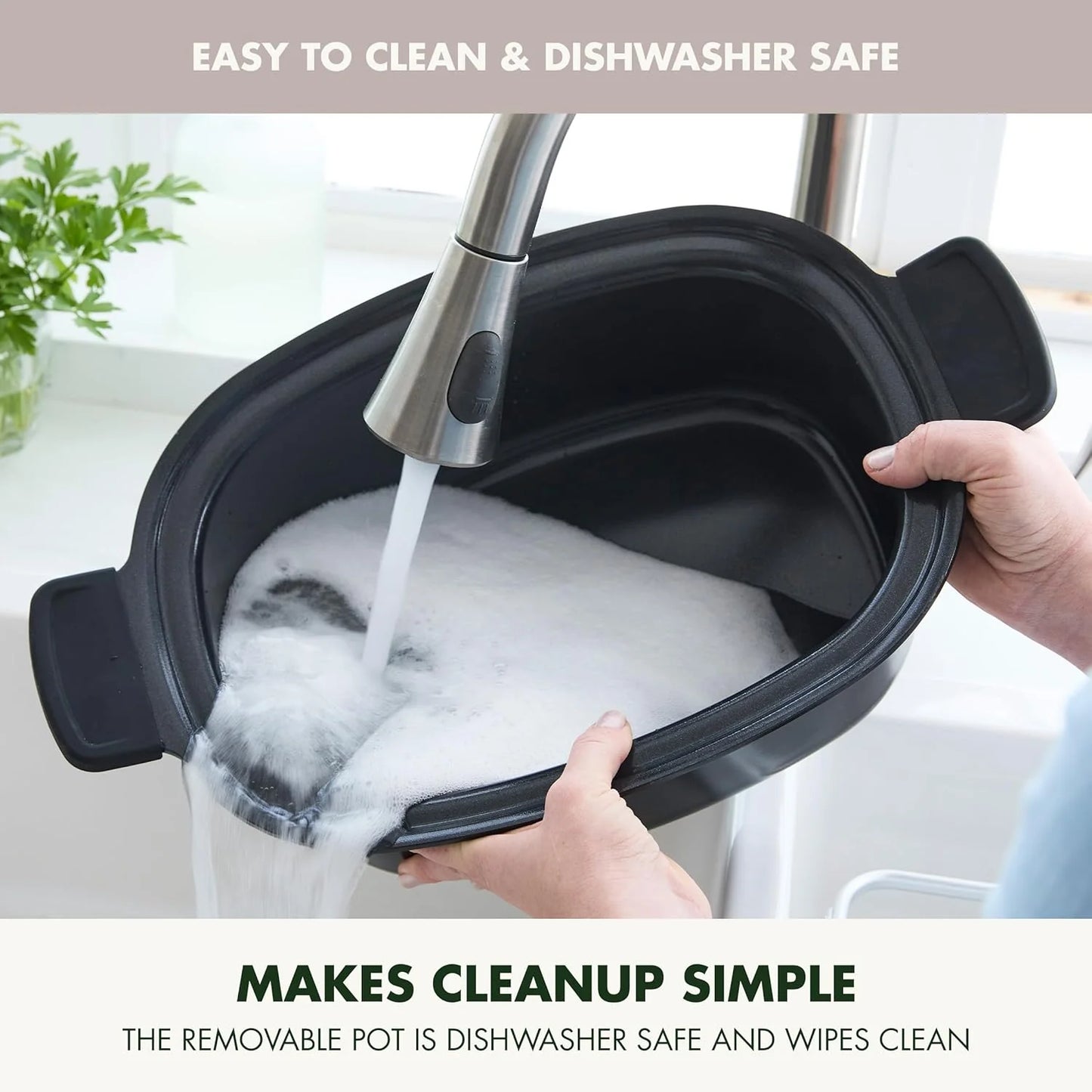 8-in-1 Programmable 6QT Electric Slow Cooker with Dishwasher-Safe Lid and Removable Base