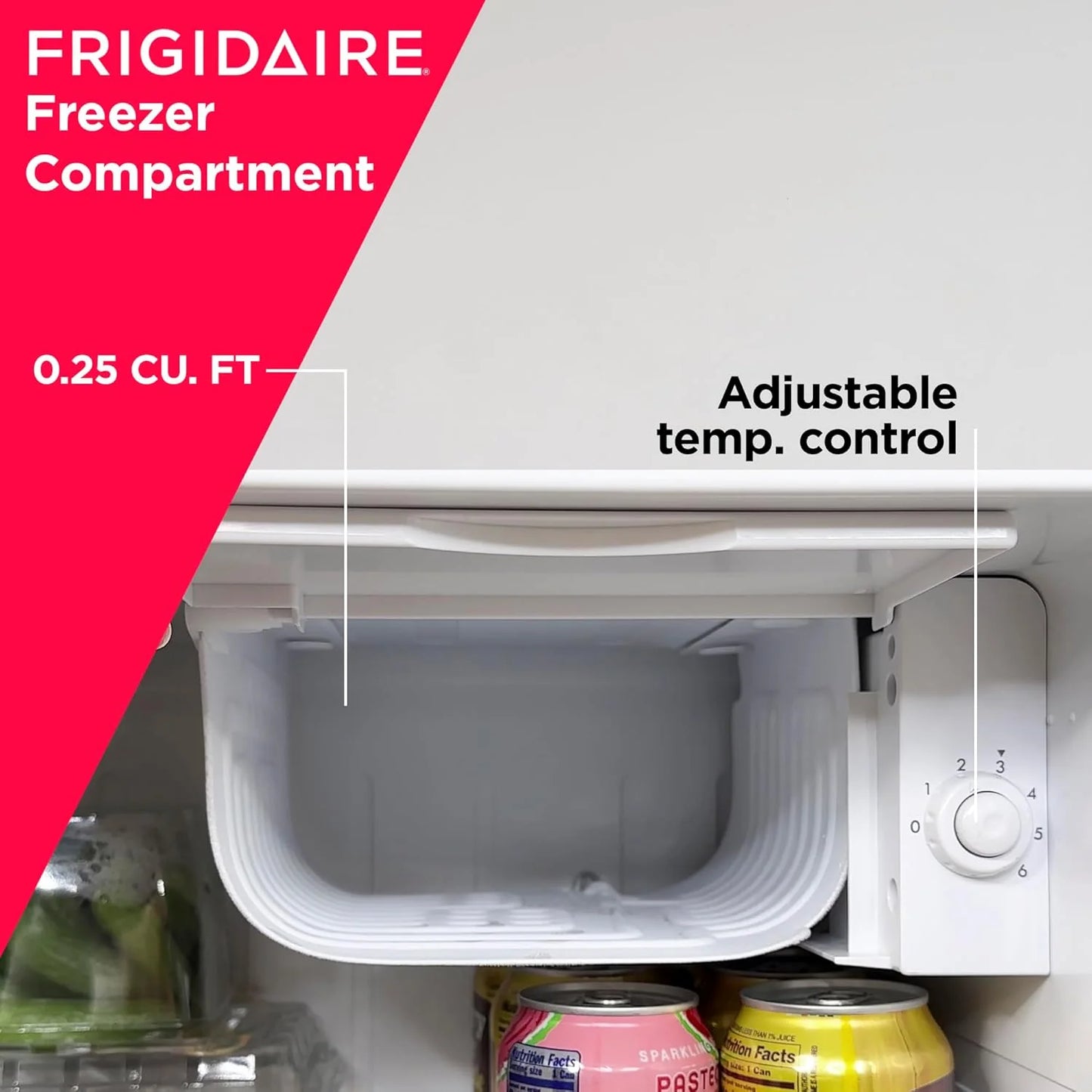 Frigidaire EFR176 Retro Compact Fridge with Chiller Mini Refrigerator with Built-in Bottle Opener for Office, Bedroom, Dorm Room or Cabin, 1.6 cu ft 16" D x 18" W x 18.5" H, Moonlight