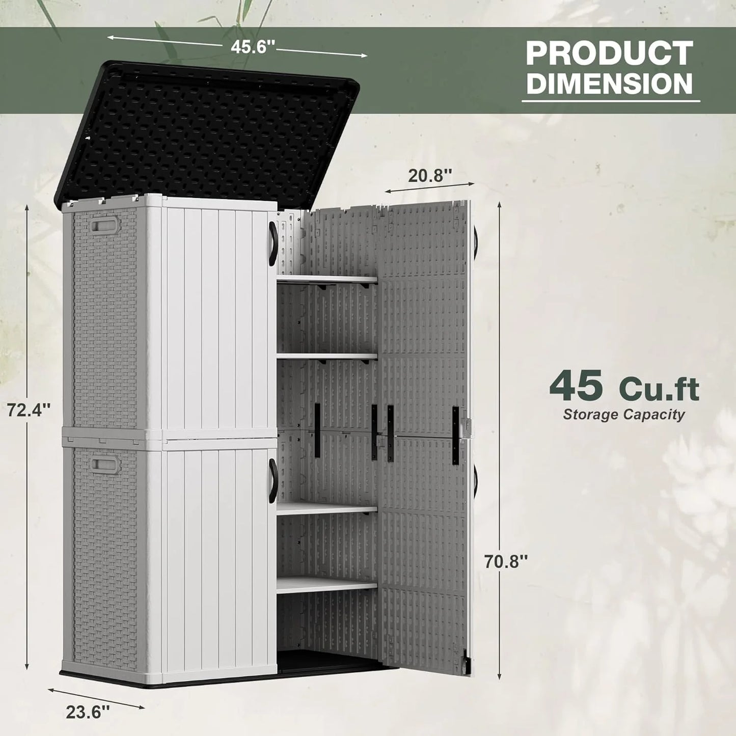 Greesum Outdoor Horizontal Storage Shed 27 Cu.ft Resin Large Storage Box for Garden, Patio, Backyard