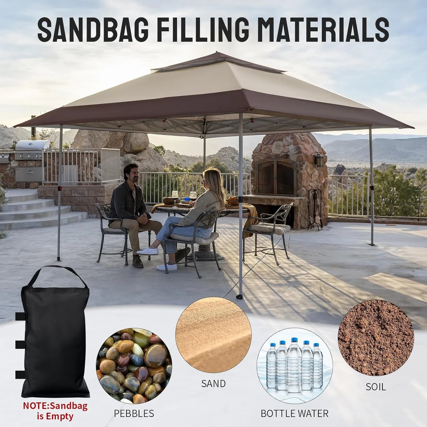 CROWN SHADES 13x13 Pop Up Gazebo, Canopy Tent, Gazebos on Clearance - Outdoor Gazebo for Backyard & Patio Furniture - Carpa Pop Up Tent with Wheeled STO-N-Go Cover Bag (White)