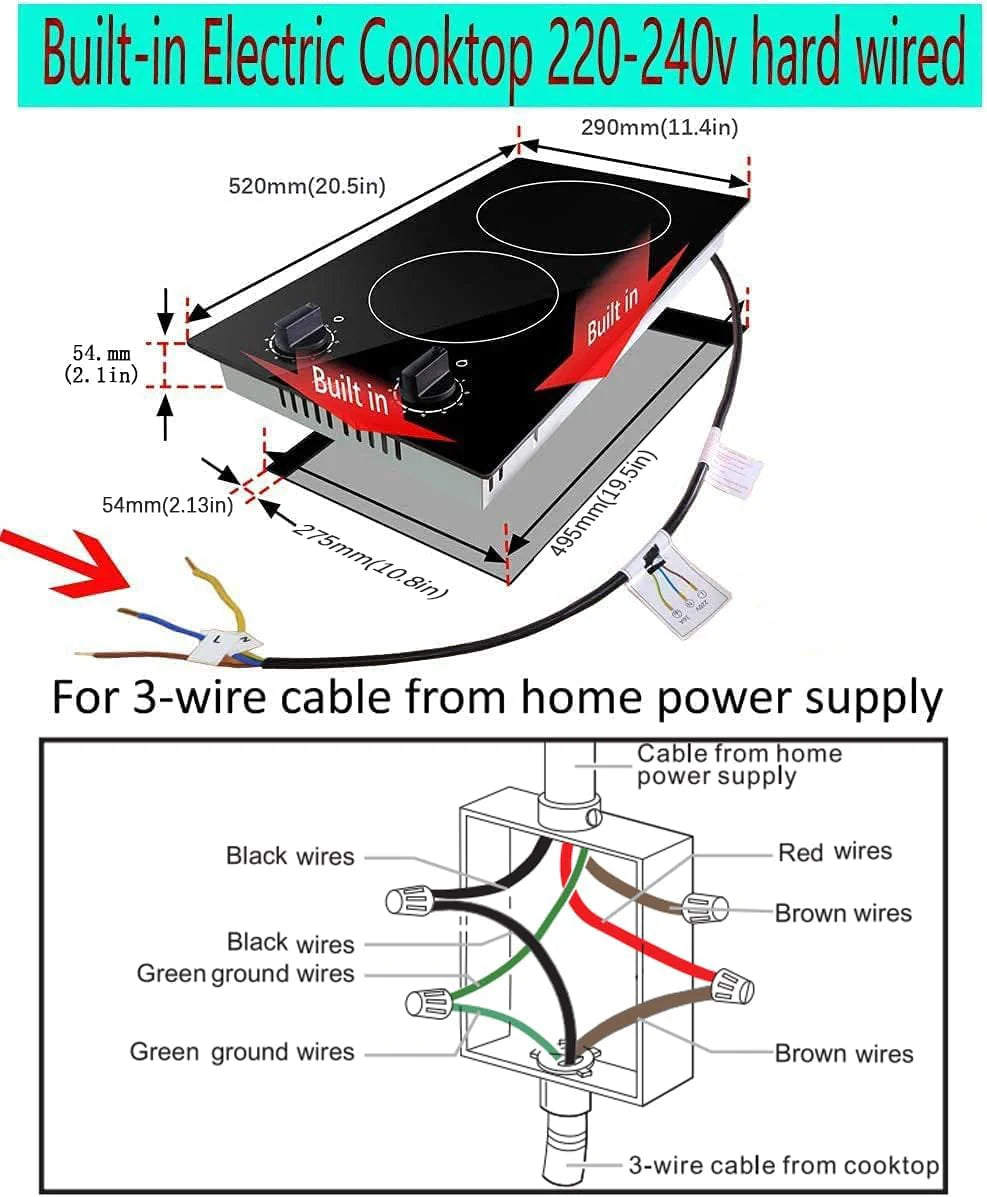 Karinear 30 Inch Electric Cooktop 4 Burners, Knob Control Built-in Ceramic Cooktop, 30" Radiant Electric Stove Top with Glass Protection Metal Frame,Hot Surface Indicator, 220-240v, Hard Wire, No Plug