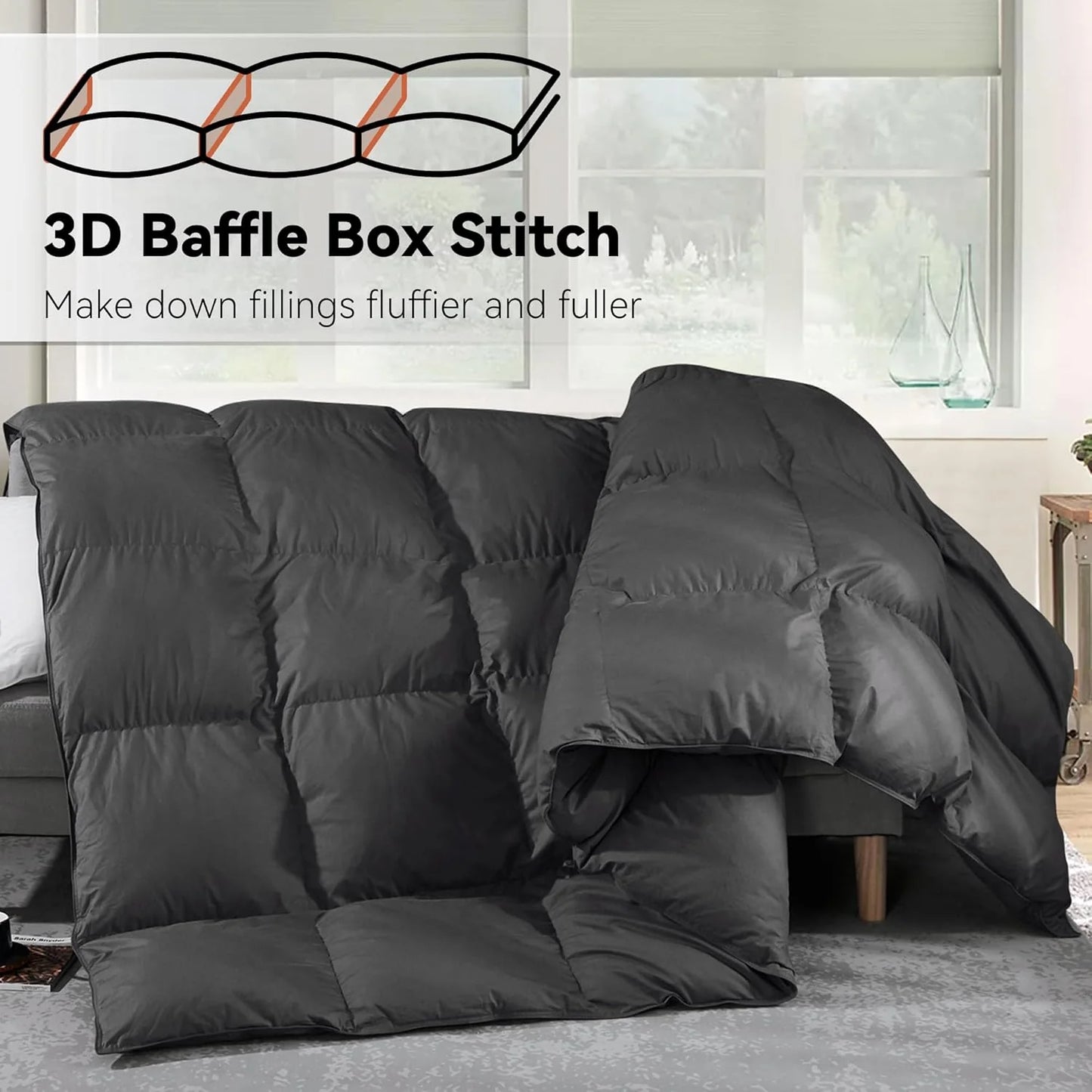 Premium Down Comforter 3D Baffle Box Design