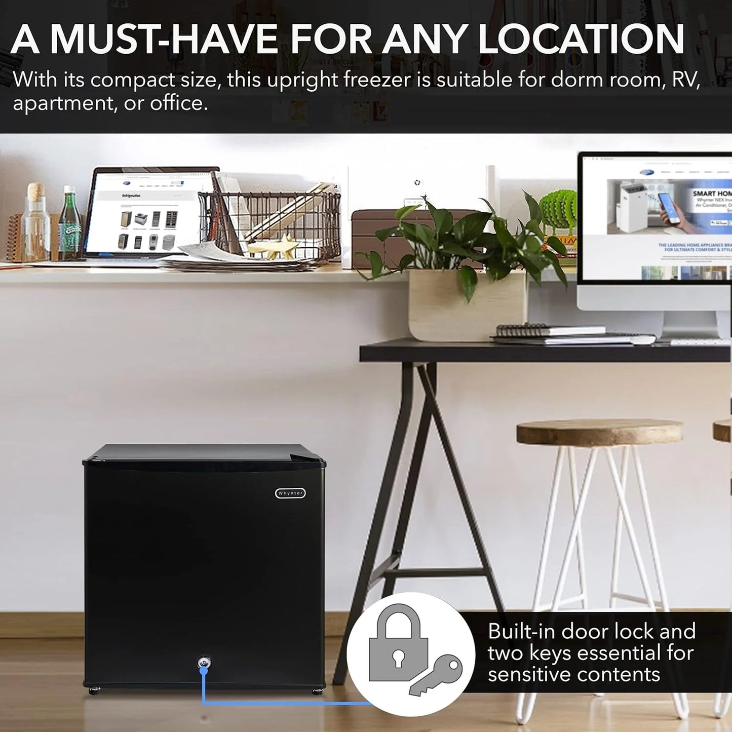 Whynter CUF-112SS Mini, Energy Star Rated Small Upright Freezer with Lock, Stainless Steel -1.1 Cubic Feet