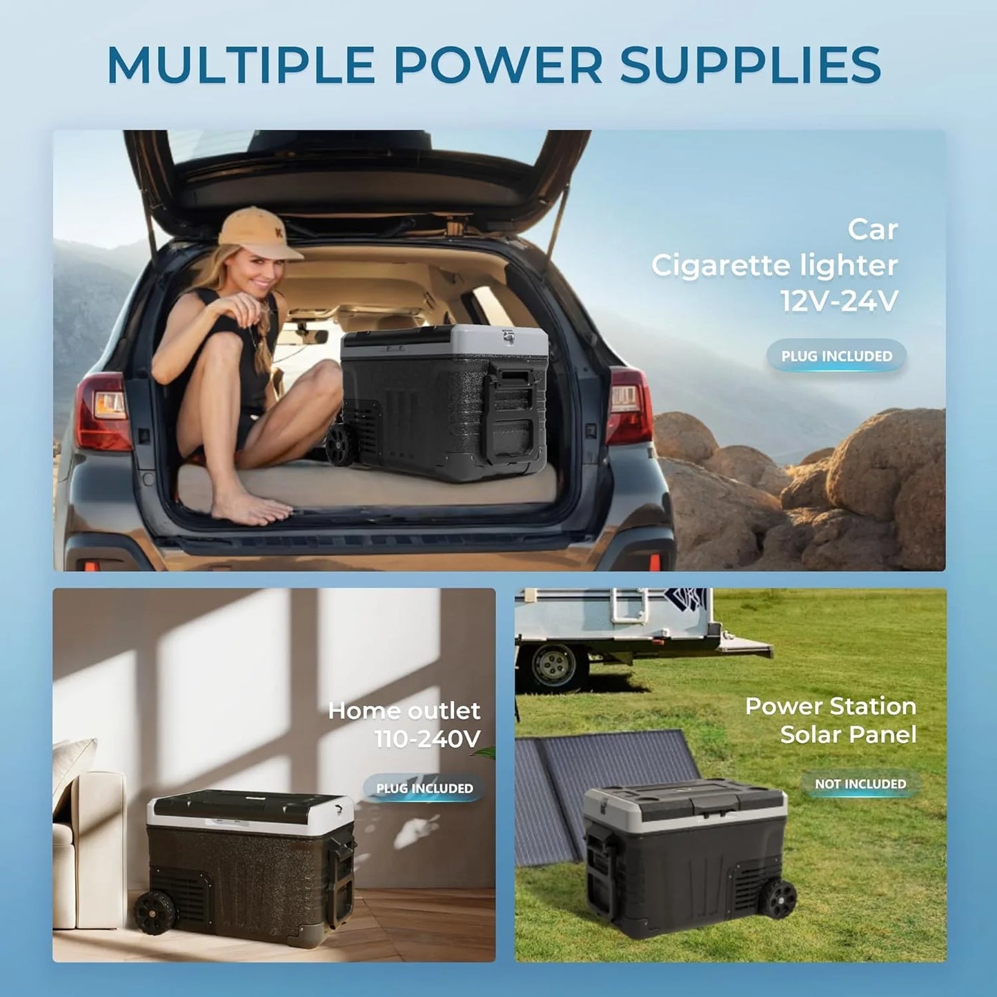 EUHOMY 12 Volt Refrigerator, 53QT(50L) Electric Cooler, Portable Freezer 12V/24V DC 110-240V AC, 12V Fridge -4℉~68℉, 12V Cooler with Wheels & 2 Baskets for Travel, Truck, Boat, Camping