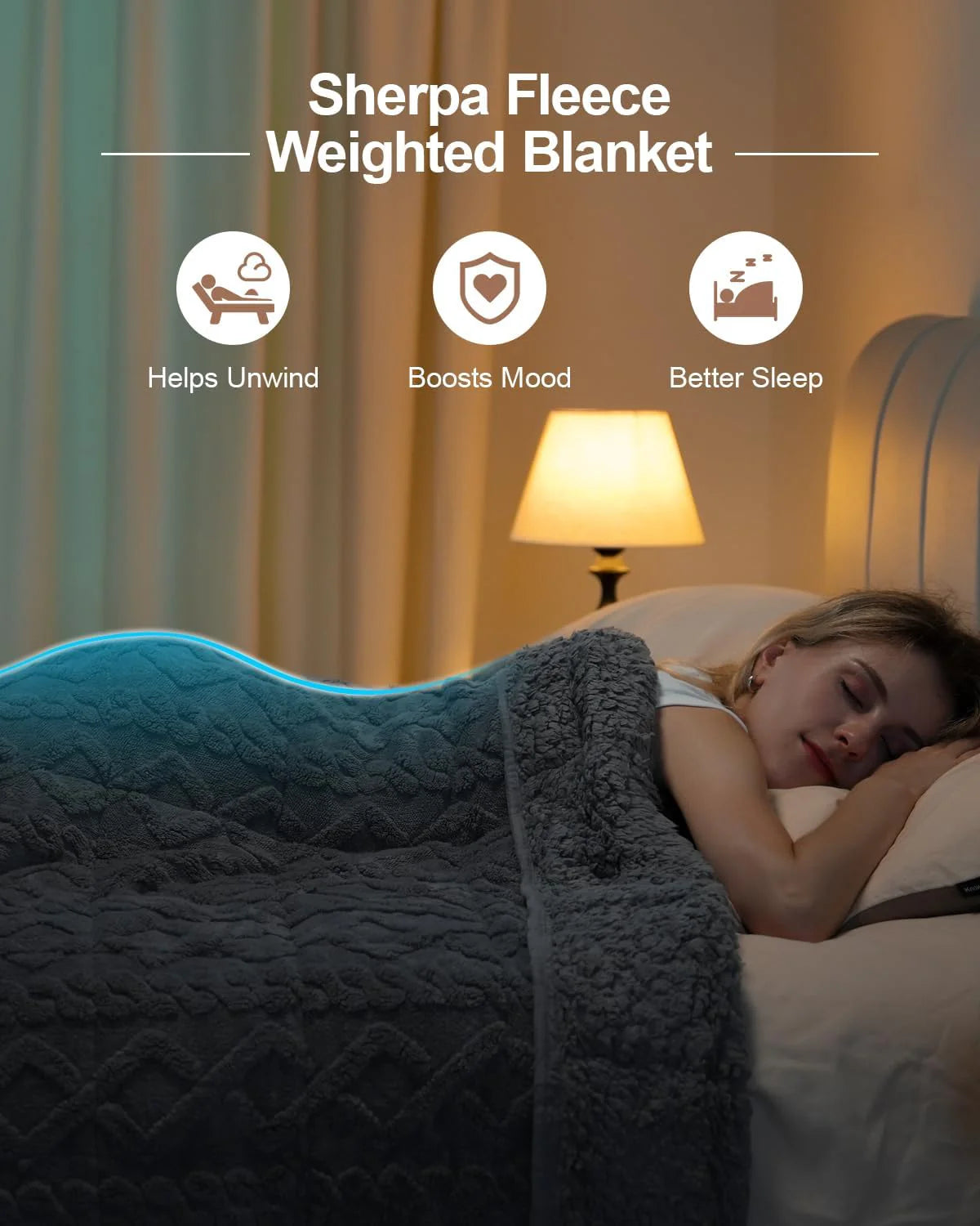 Sherpa Fleece Weighted Blanket 15 lbs 60"x 80"