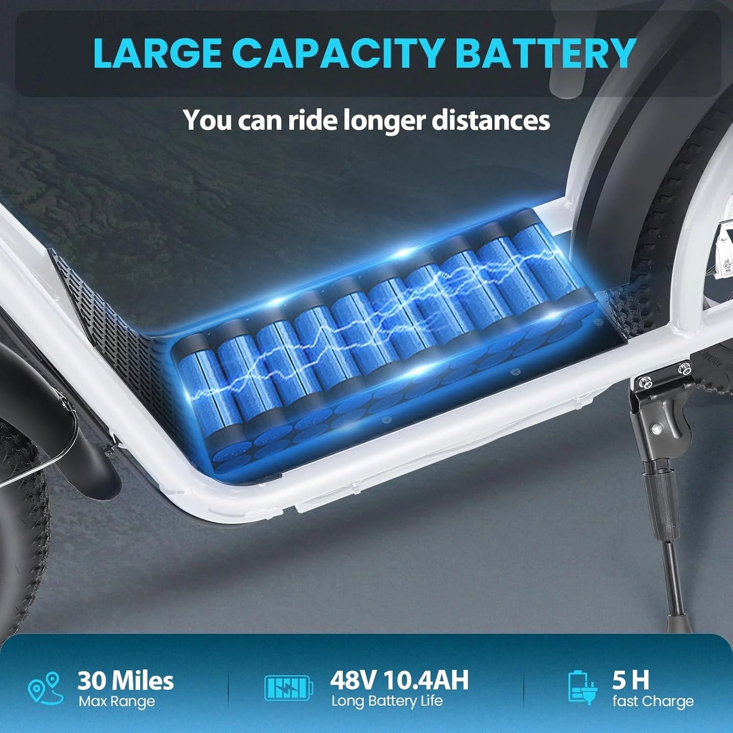 Caroma Peak 800W Foldable Adult Electric Scooter with 20-inch Wide Tires, 48V Battery, Basket, and Adjustable Seat