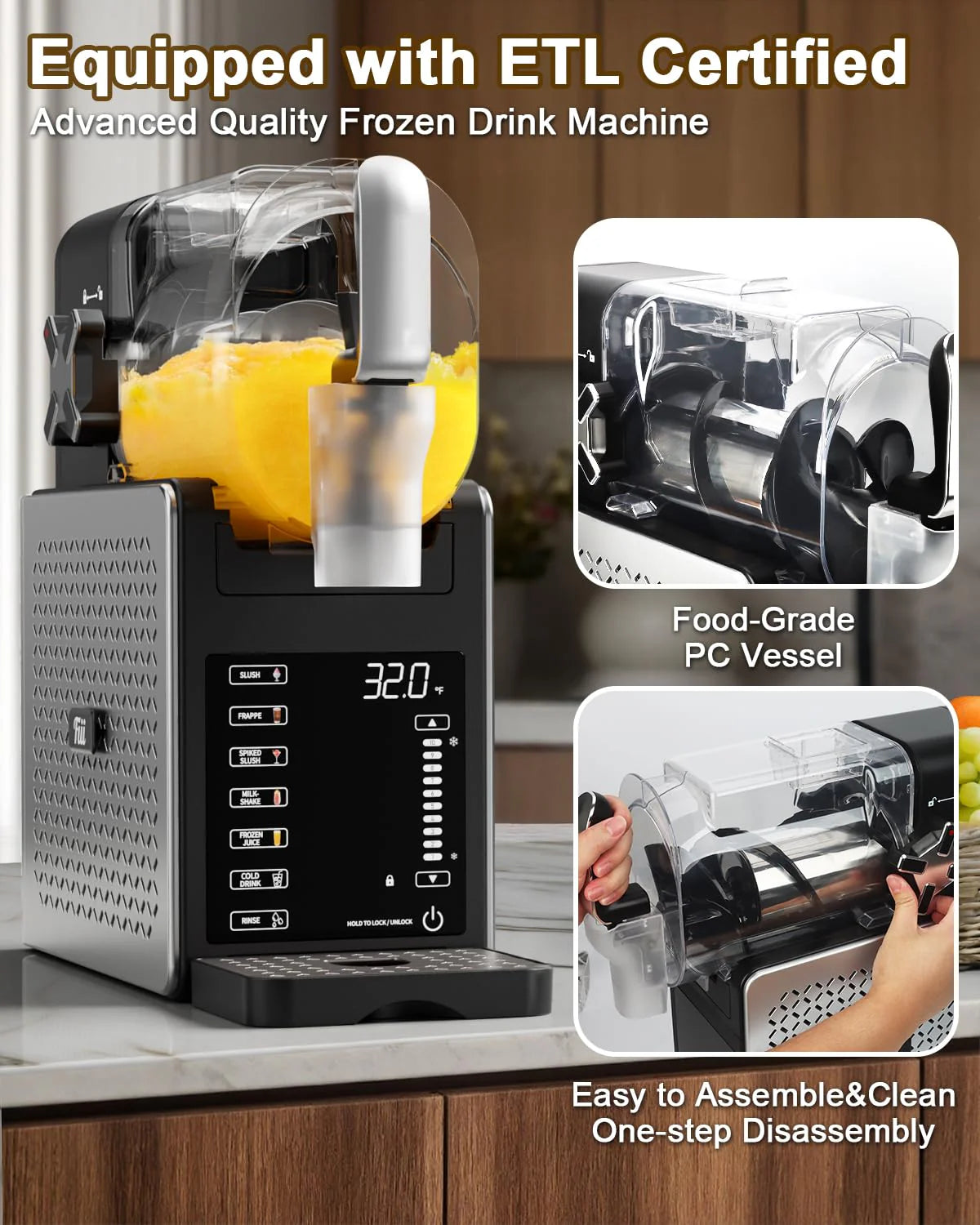 Fiii Slushie Machine 92 oz, Slushy Machine for Home, 6 Preset Programs, Quiet Operation, LED Display, Auto-Clean, No Ice Needed, Perfect for Milkshakes, Margarita Smoothie, Frappes and More