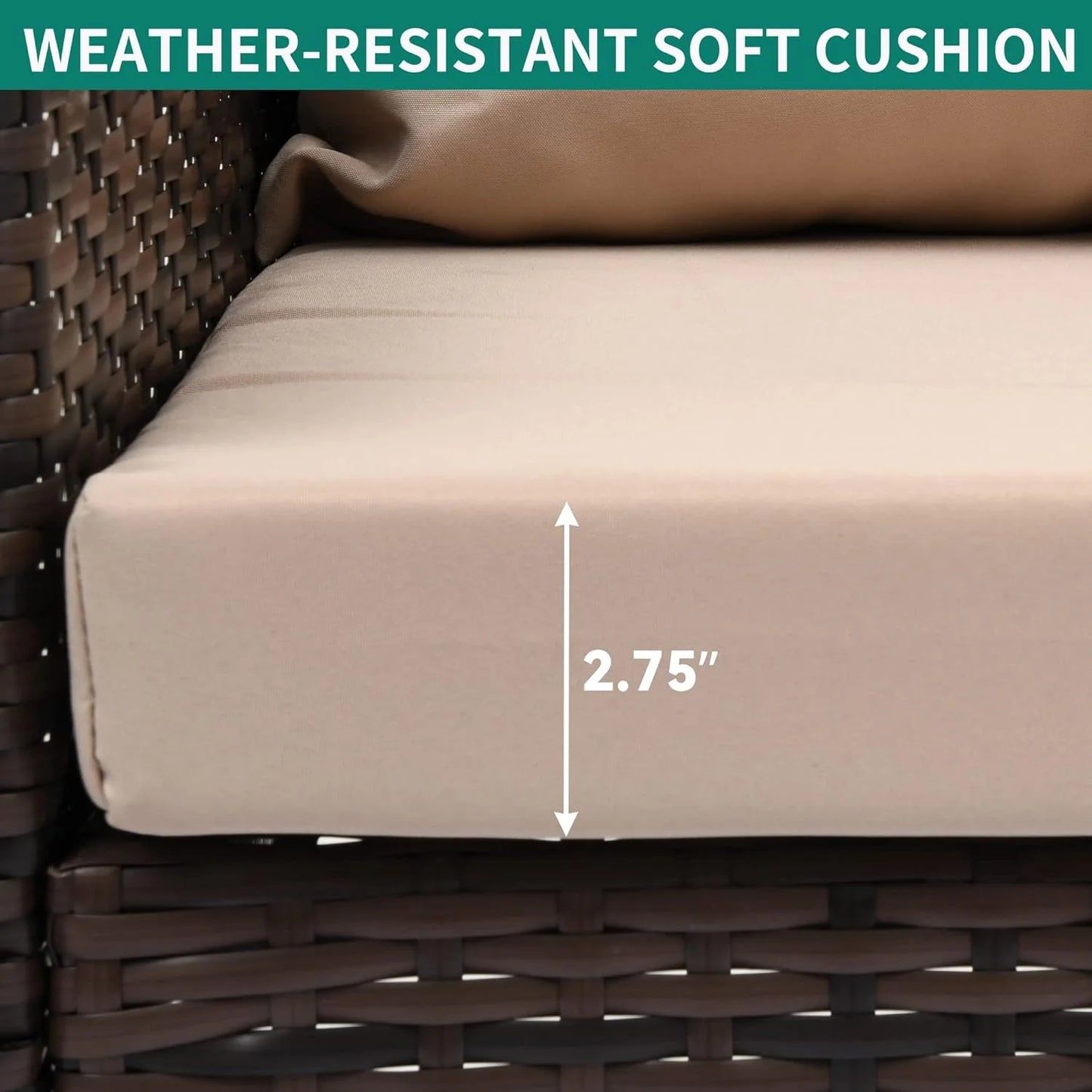 YITAHOME Hanging Porch Swing Chair Sits 3 People, Wicker Outdoor Swing Bench, Patio Lounge Chair, 1 Seating Cushion and 3 Back Cushions, w/Removable Covers, for Garden, Balcony, Backyard, Brown