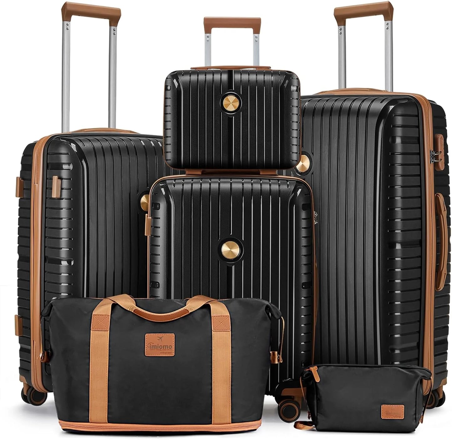 5-piece PP hardshell lightweight travel carry-on luggage set with dual spinner wheels and TSA lock