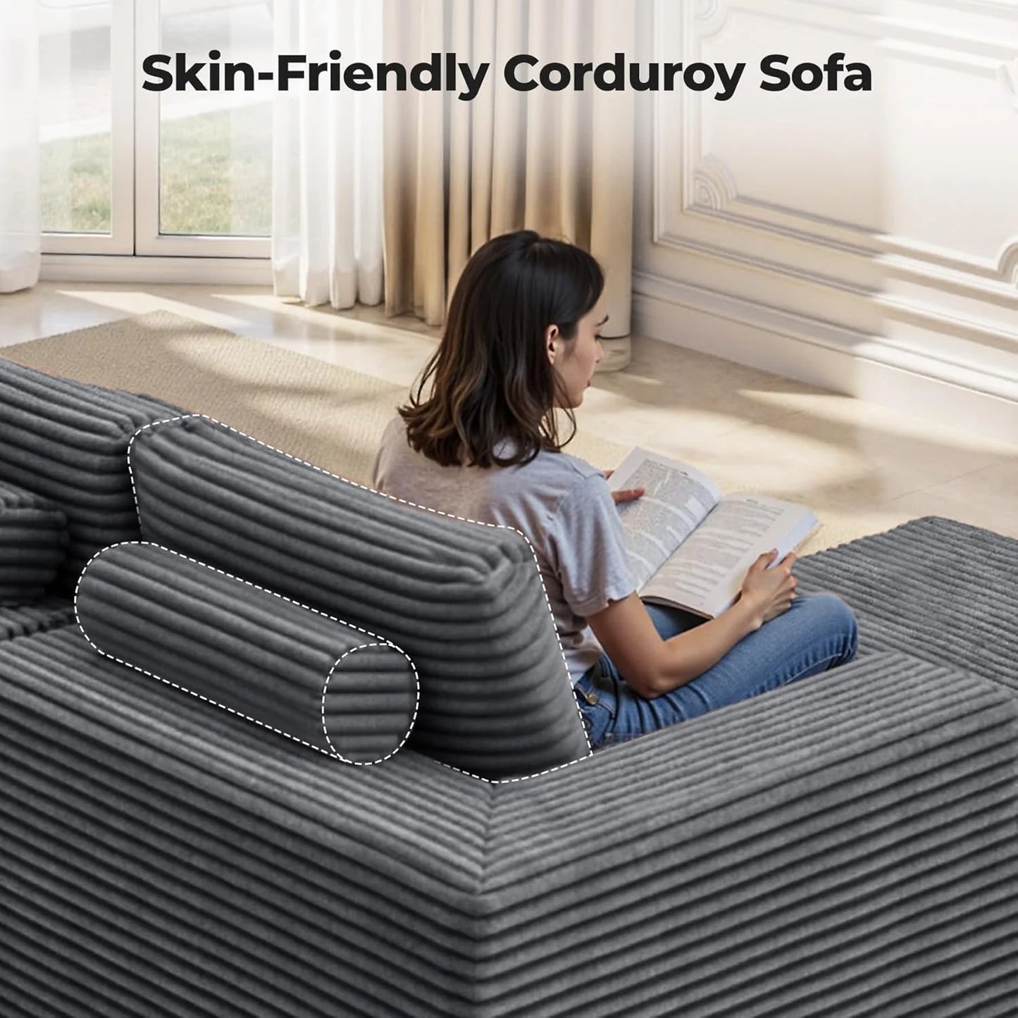 111‘’ Modular Sectional Cloud Couches with L Shaped Chaise