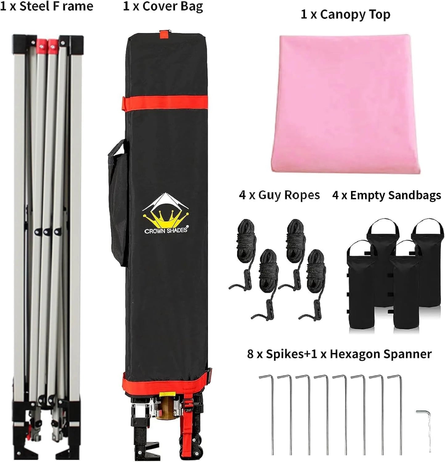 10x10 Pop-Up Awning - One-Click Installation Beach Tent - Outdoor Sunshade Silver Coated Top, 3 Heights and 4 Sand Pockets