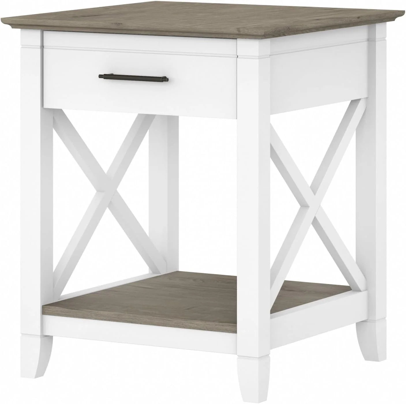 Key West Small End Table with Storage Modern Farmhouse Accent Shelf