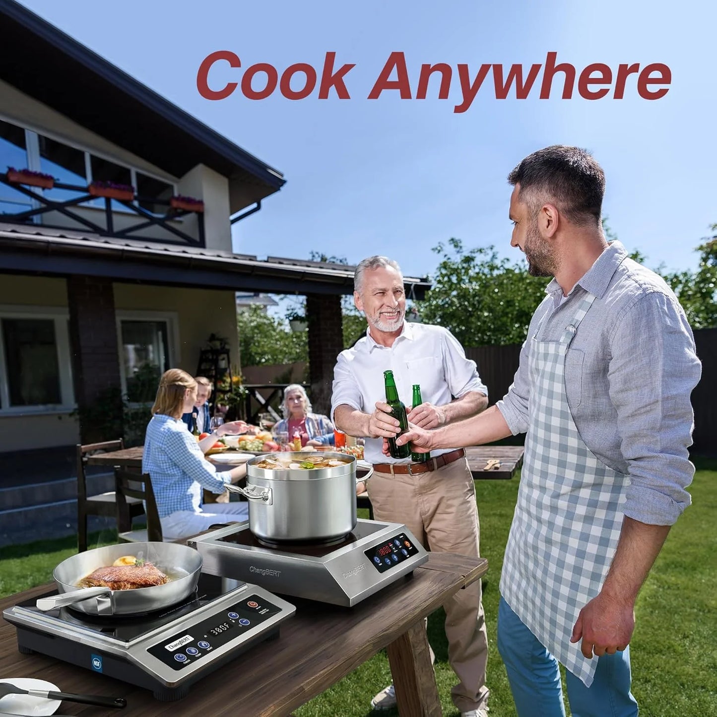 Induction Cooktop Portable Cooker with Large 8-inch Heating Coil Stainless Steel Countertop Burner