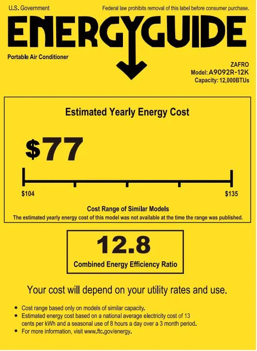 ZAFRO 8,000 BTU Portable Air Conditioners, 4 Modes Portable AC Unit with Fast Cooling/Energy Efficient/Remote/24Hrs Timer for Bedroom/Dorms/Indoor Rooms, White