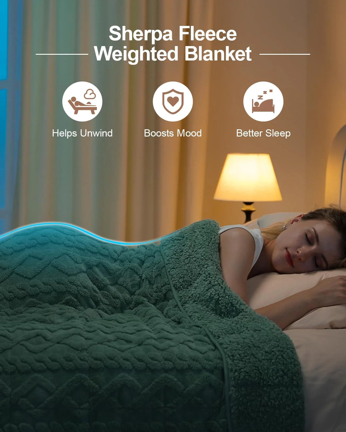 Sherpa Fleece Weighted Blanket 15 lbs 60"x 80"