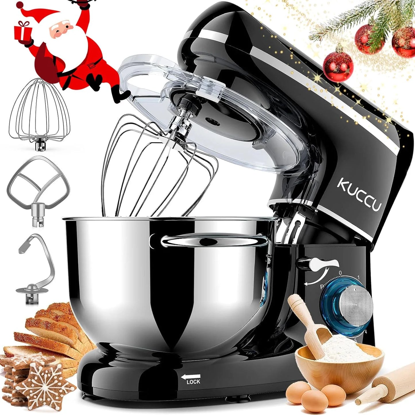 Stand Mixer 6.5 Qt 660W 6-Speed Tilt-Head Food Dough Mixer, Kitchen Electric Mixer with Stainless Steel Bowl,Dough Hook,Whisk, Beater, Egg white separator