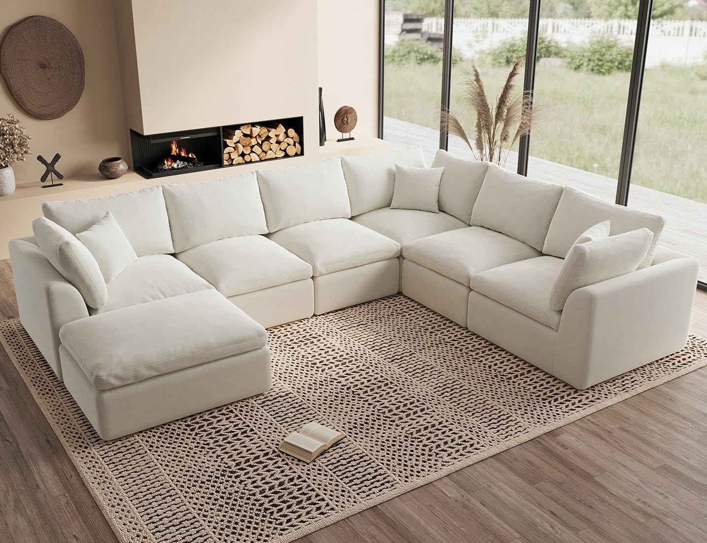 110 inch cloud sectional sofa for living room, convertible L-shaped sofa 3 seater sectional sofa