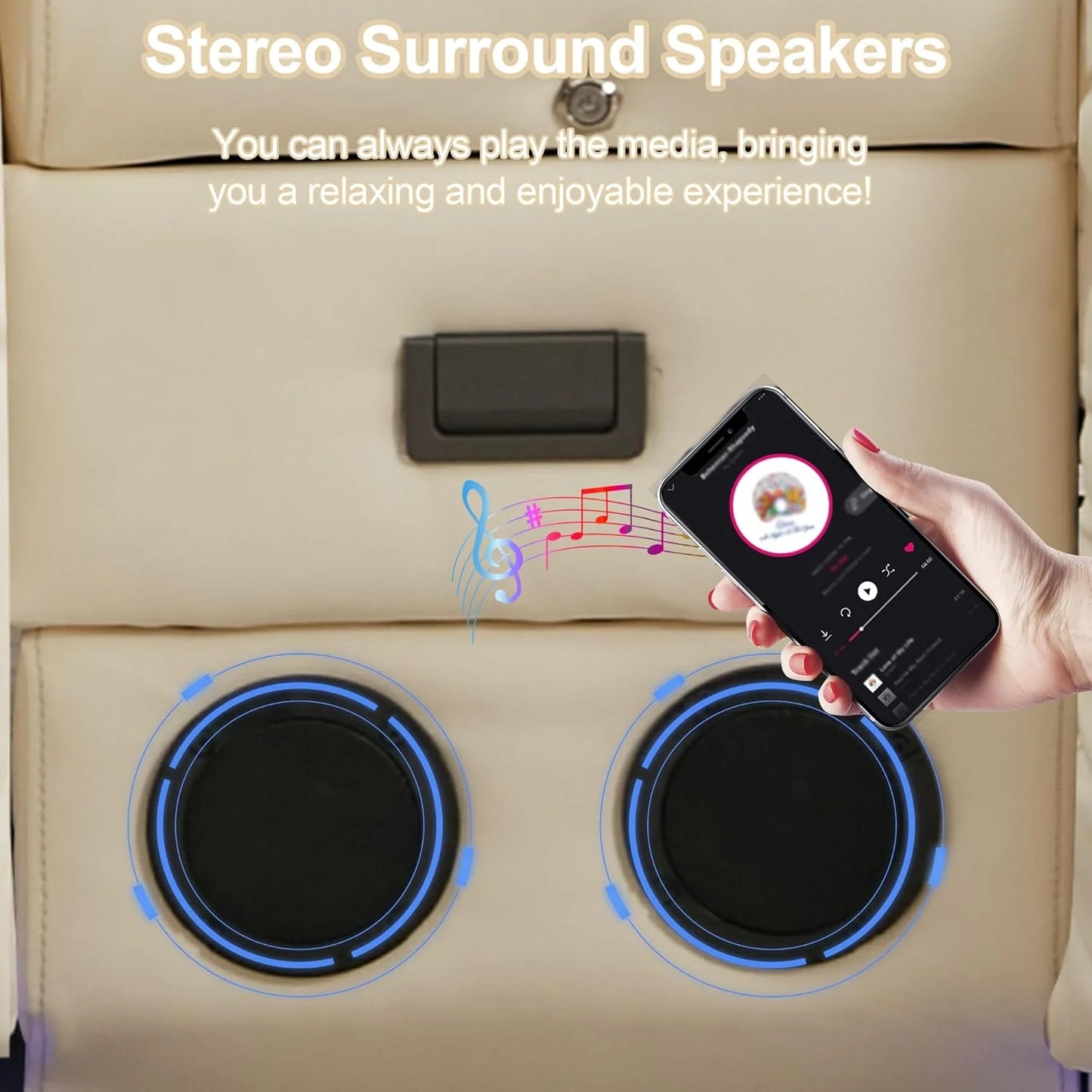 TUNYI Power Loveseat Recliner Sofa with Massage & Heat Home Theater Seating with Console Electric Recliner RV Sofa with USB/Outlet/Storage/Side Pocket/LED Light/Speaker (Brown, Loveseat)