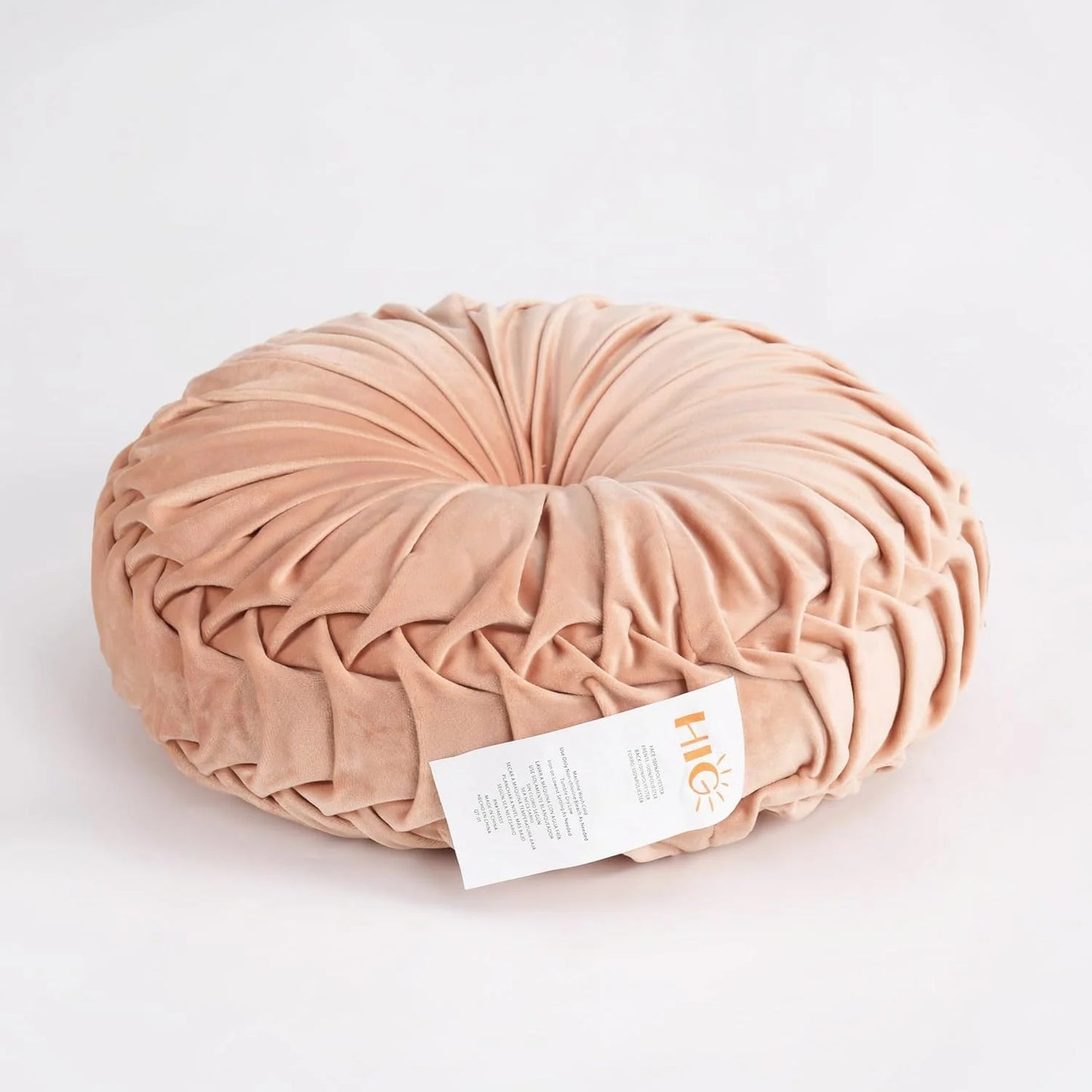 Set of 2 Decorative Round Pleated Throw Pillows