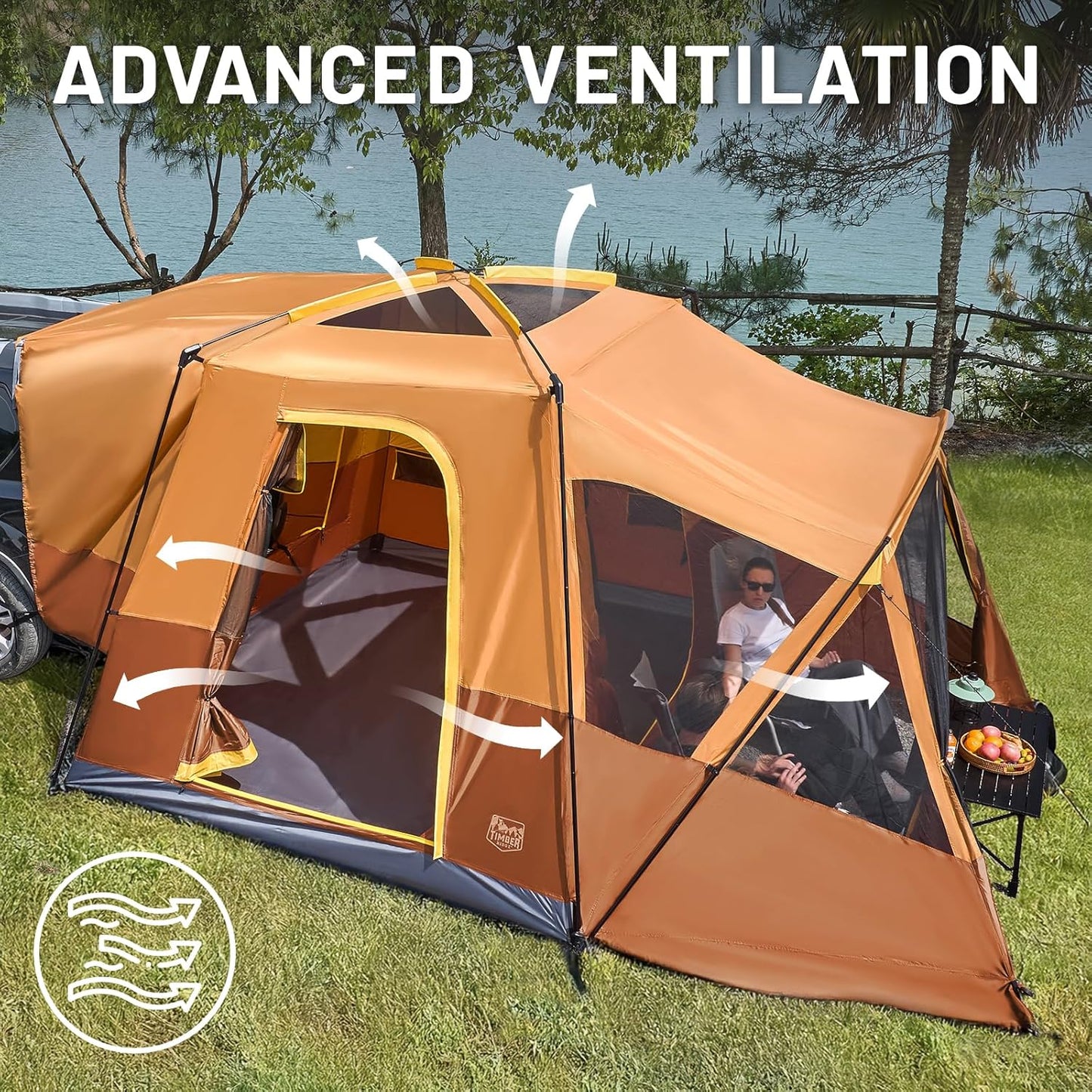 TIMBER RIDGE 5-9 Person SUV Tent with Screen Porch and Awning for Family Camping, Weather Resistant and Portable Van or Car Tent, Includes Rainfly and Storage Bag, 13' W X 10' L X 7.1' H