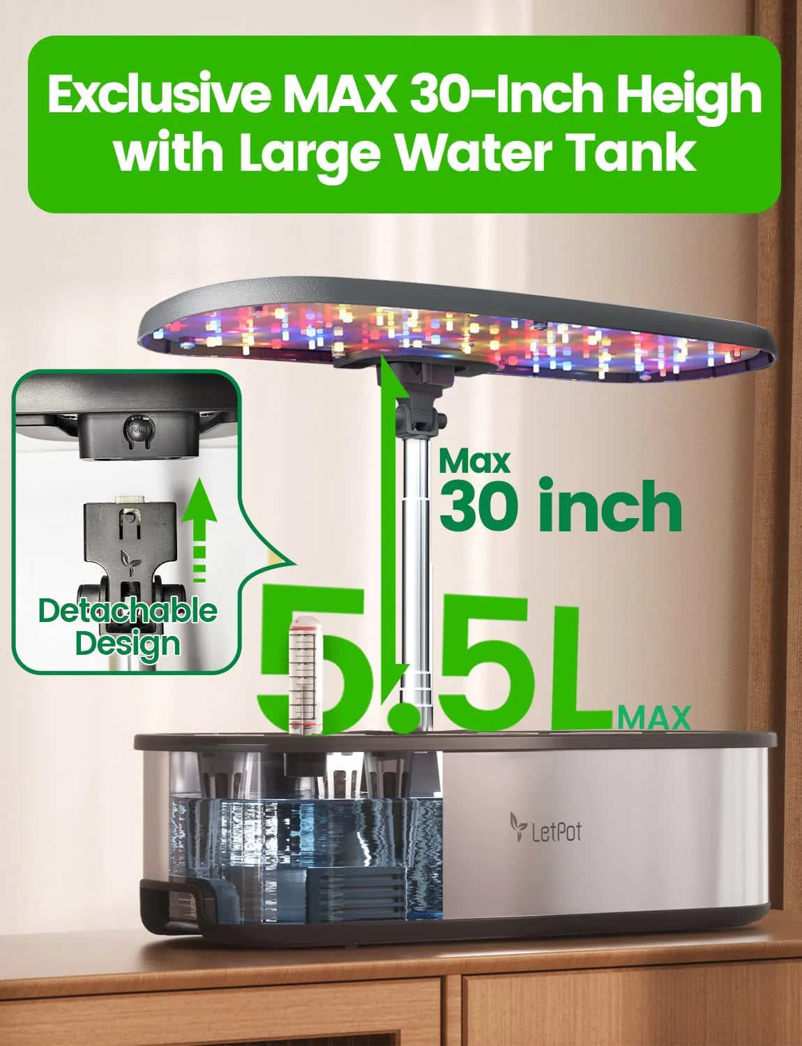 Hydroponic Planting System, 12 Indoor Smart Herb Garden Set, Indoor Garden, App and WiFi Control, with 24W Grow LED, 5.5L Water Tank, Pump System, Automatic Timer
