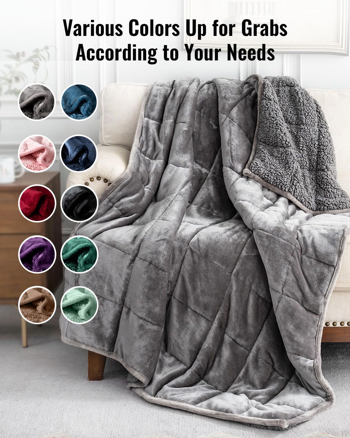 Weighted Blanket Queen Size 15lbs 60x80 inches with Soft Plush Fleece