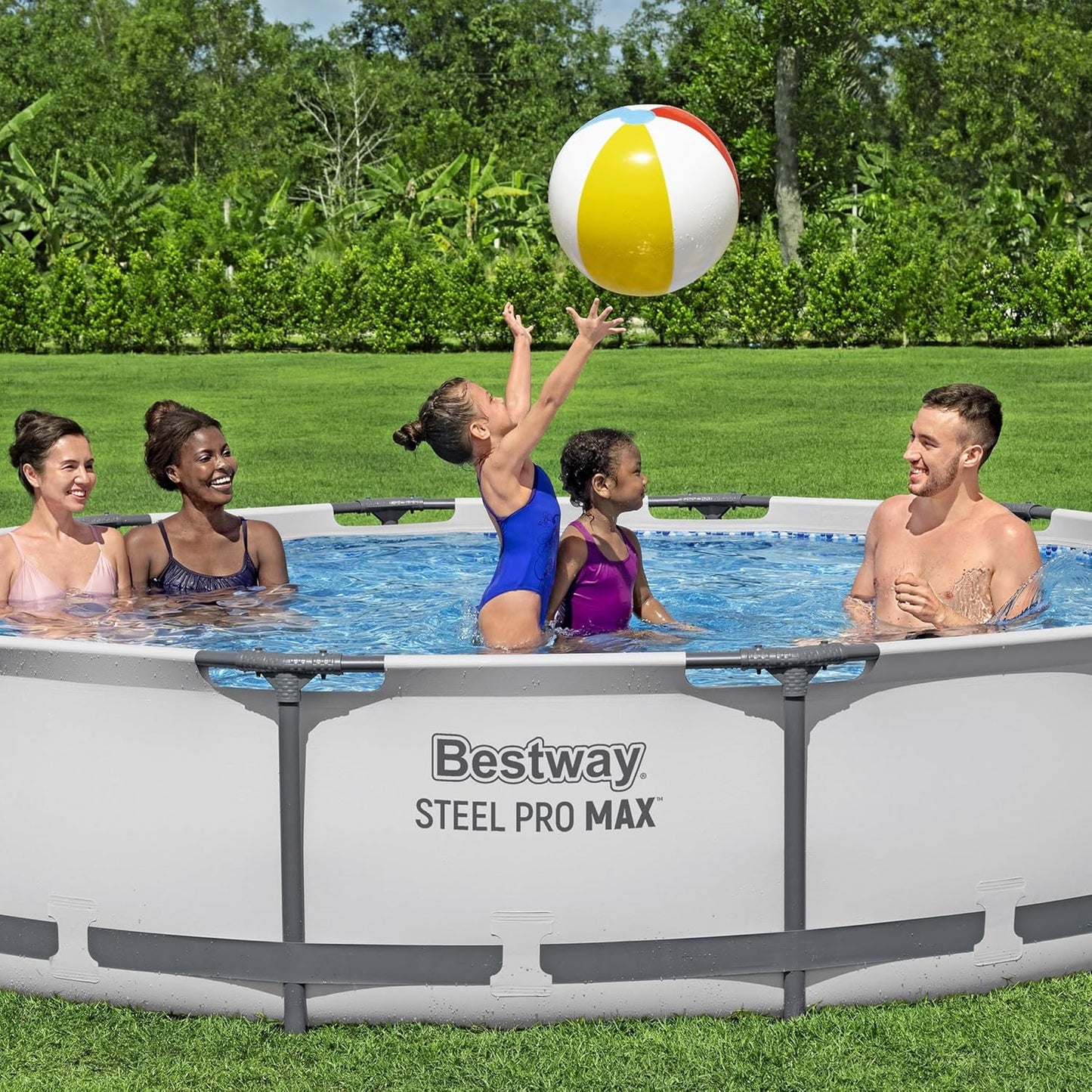 Steel Pro MAX 10 Foot x 30 Inch Round Metal Frame Above Ground Outdoor Backyard Swimming Pool Set with 330 GPH Filter Pump