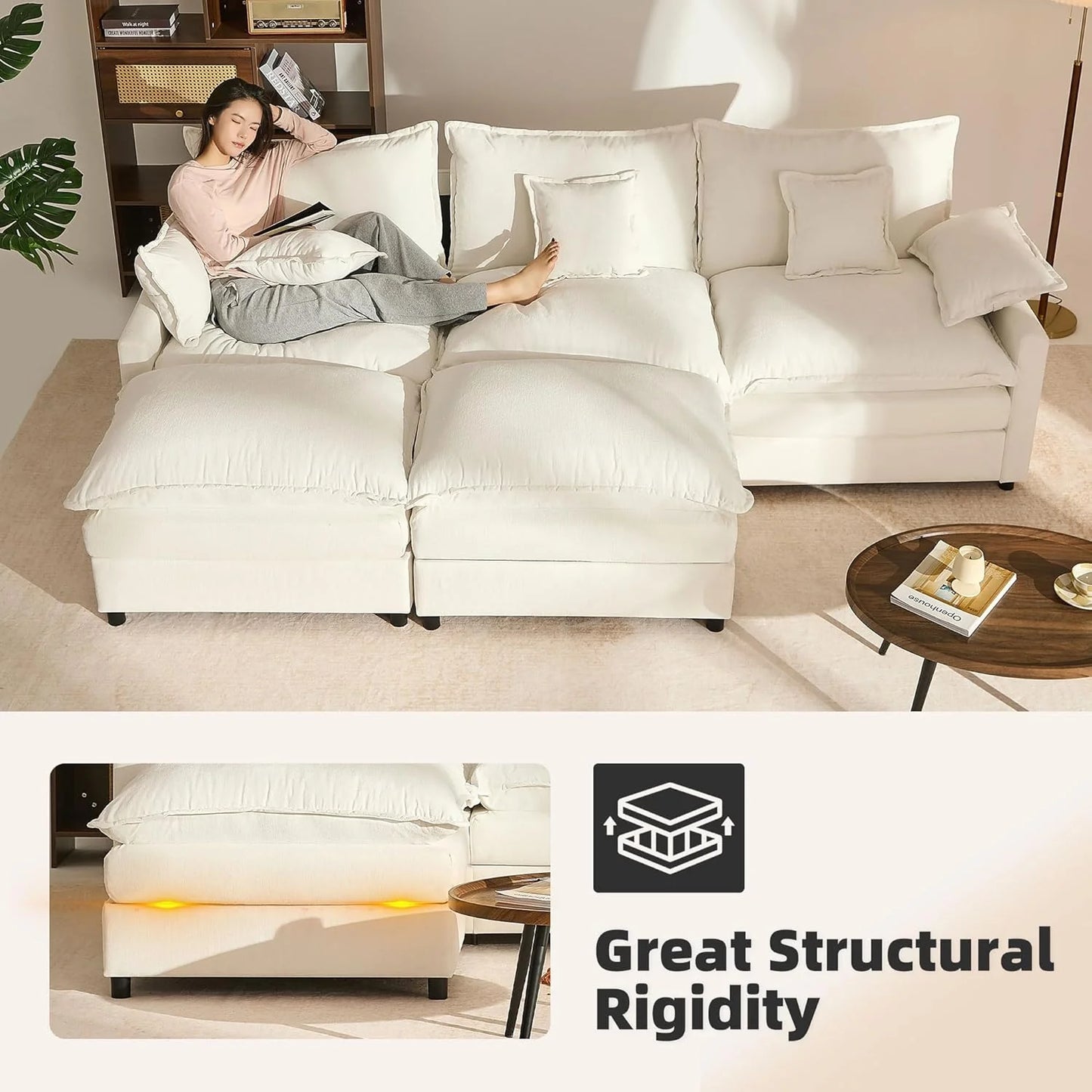 108" U-shaped sofa, modular sofa Comfortable cloud sofa