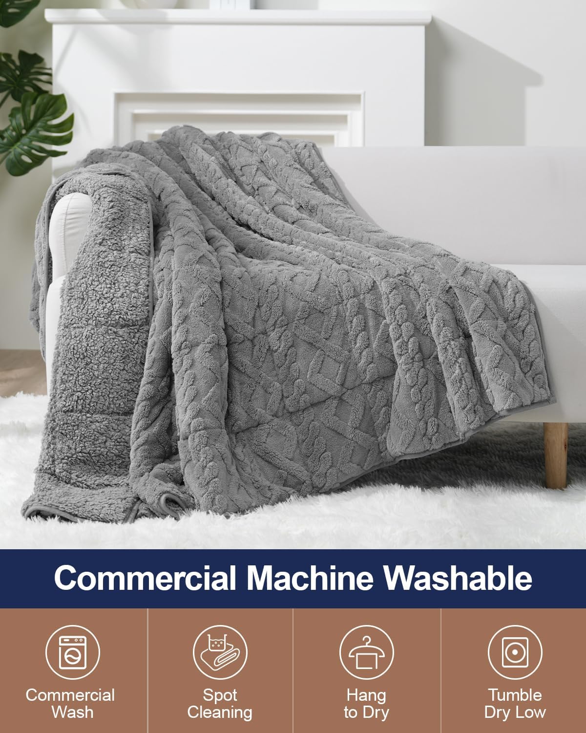 Sherpa Fleece Weighted Blanket 15 lbs 60"x 80"