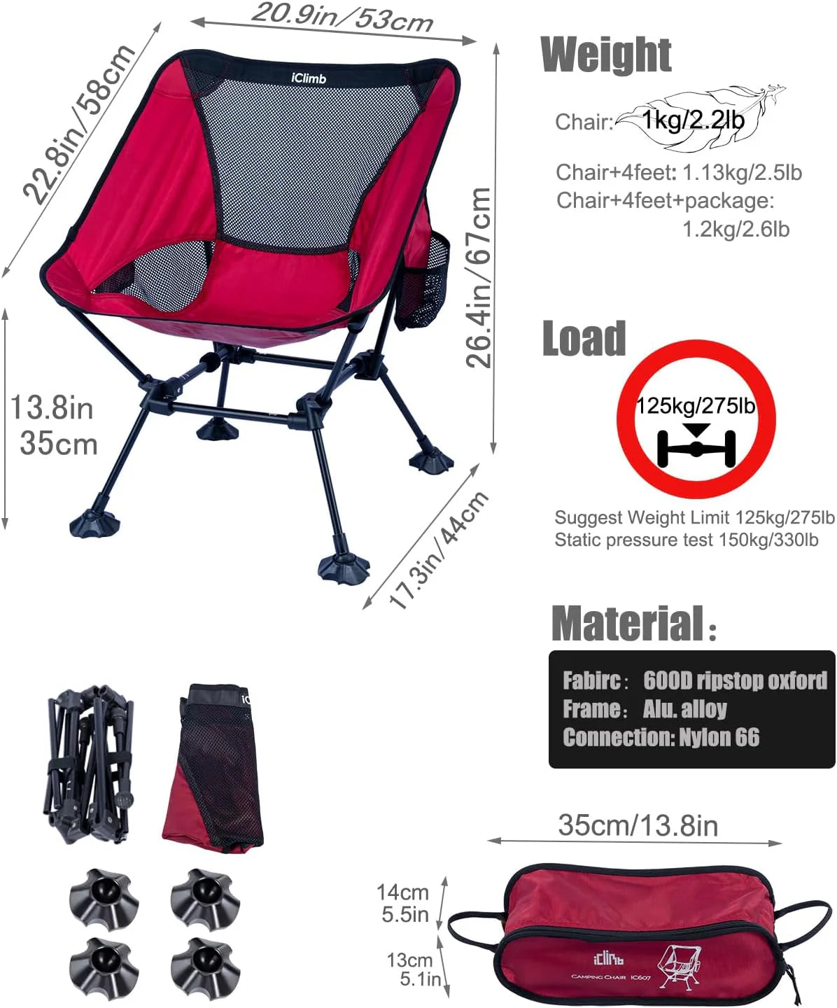 Ultralight Compact Camping Folding Beach Chair