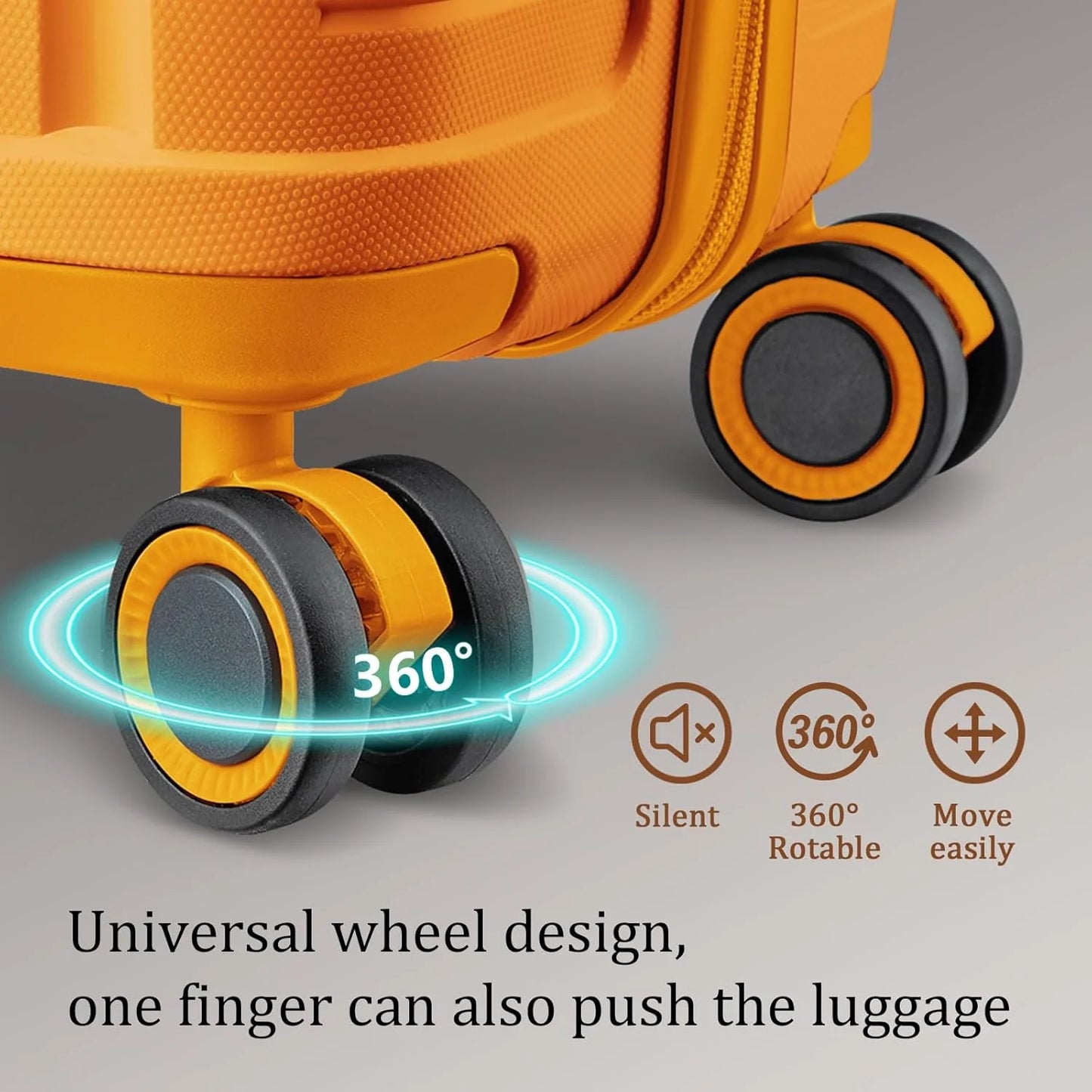 5-piece PP hardshell lightweight travel carry-on luggage set with dual spinner wheels and TSA lock