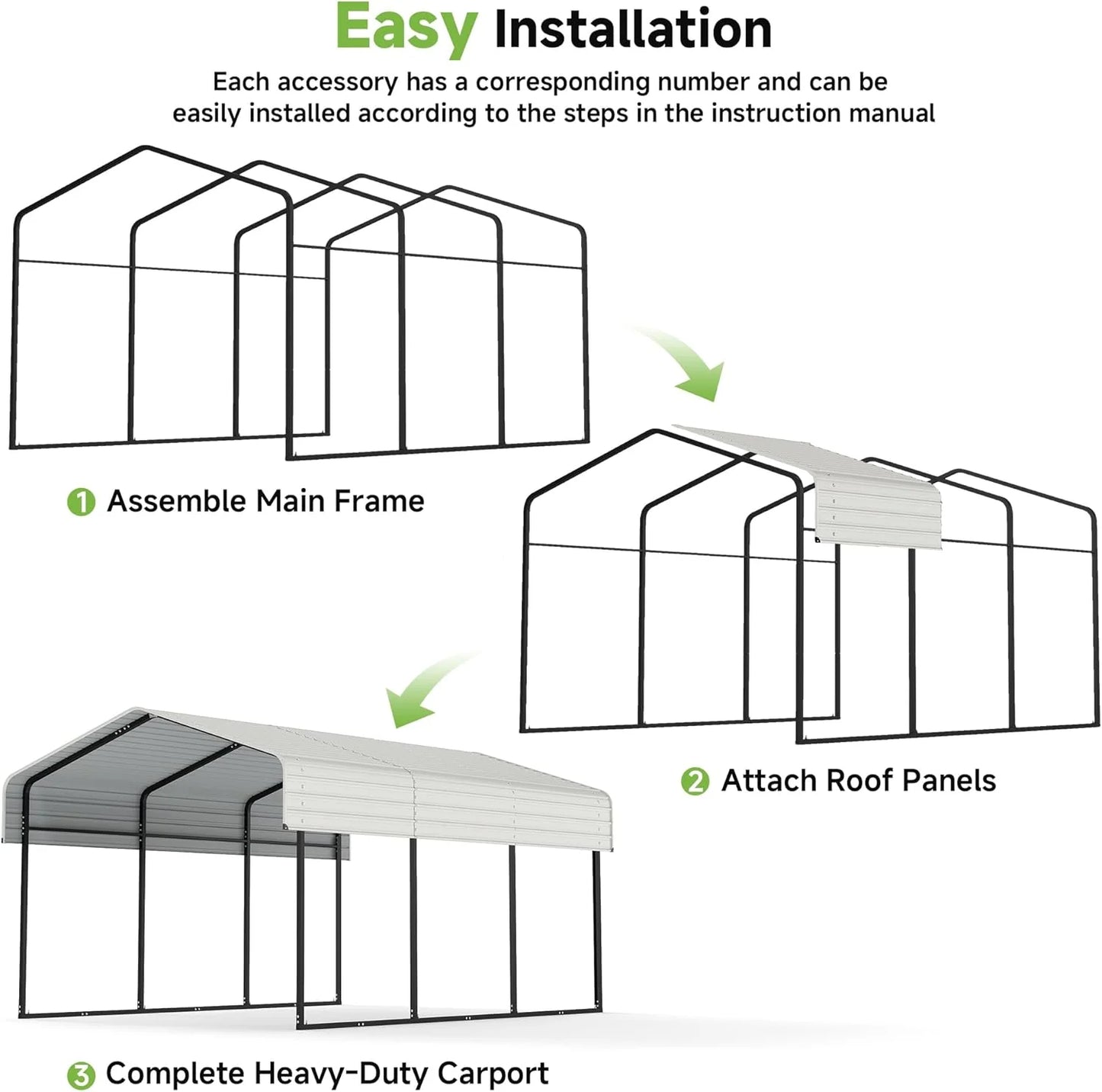 10'x15' Heavy Duty Metal Carport, Outdoor Garage Car Shelter Shade with Heavier Frame