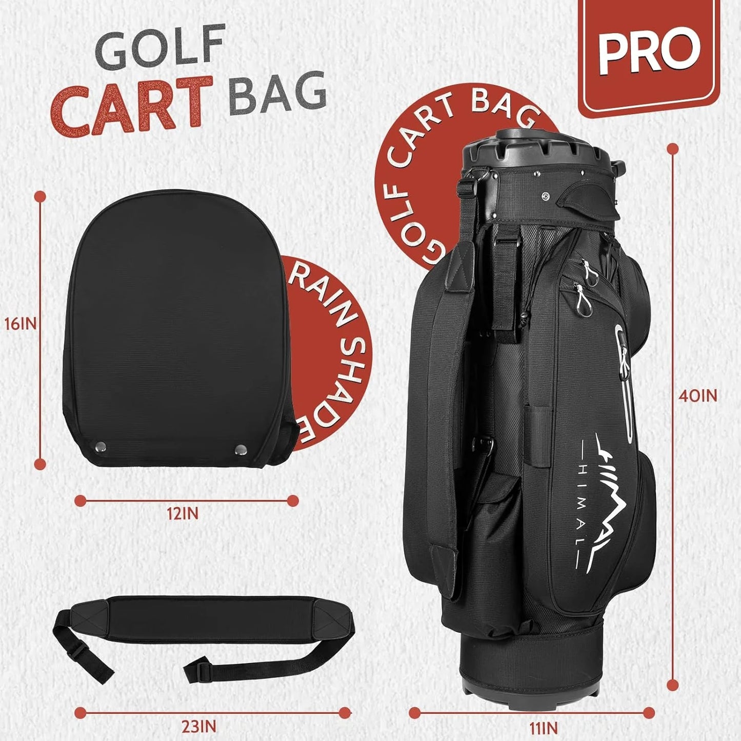 14-Way Golf Cart Bag Pro with Full Length Divider Top, Golf Bag for Men