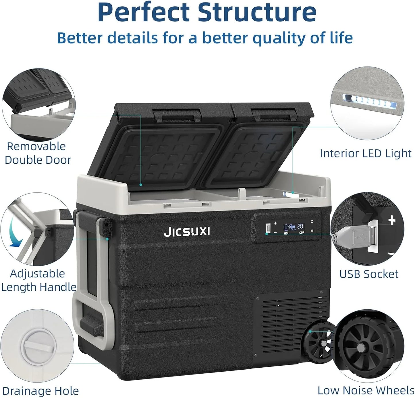 12V Car Refrigerator, 17 Quart Portable Freezer 12 Car Fridge (-4F~68F) Compressor Electric Cooler with 12/24V DC 110-240V AC, APP Control For Car Truck RV Camping, Travel Outdoor Home