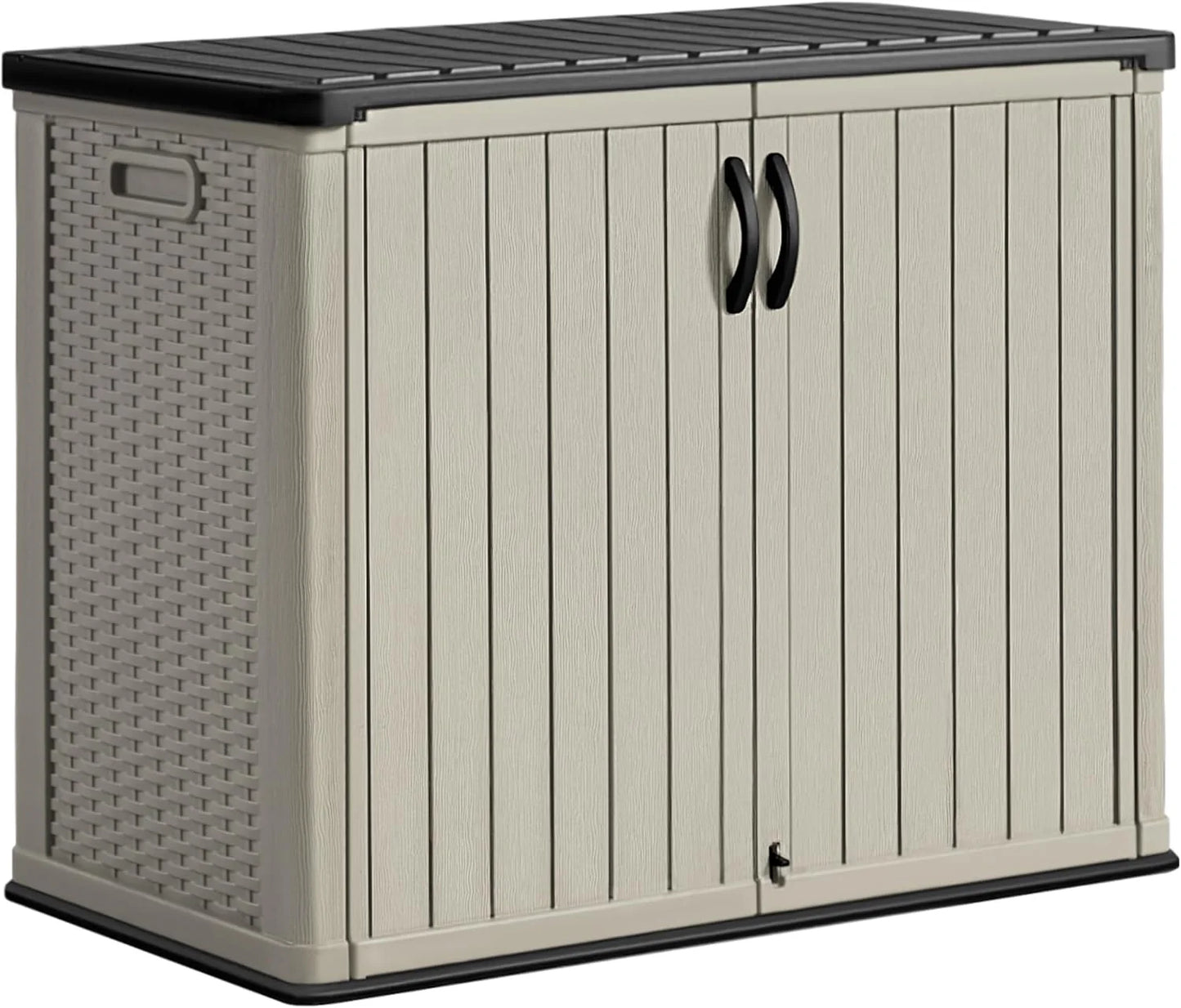 Greesum Outdoor Horizontal Storage Shed 27 Cu.ft Resin Large Storage Box for Garden, Patio, Backyard