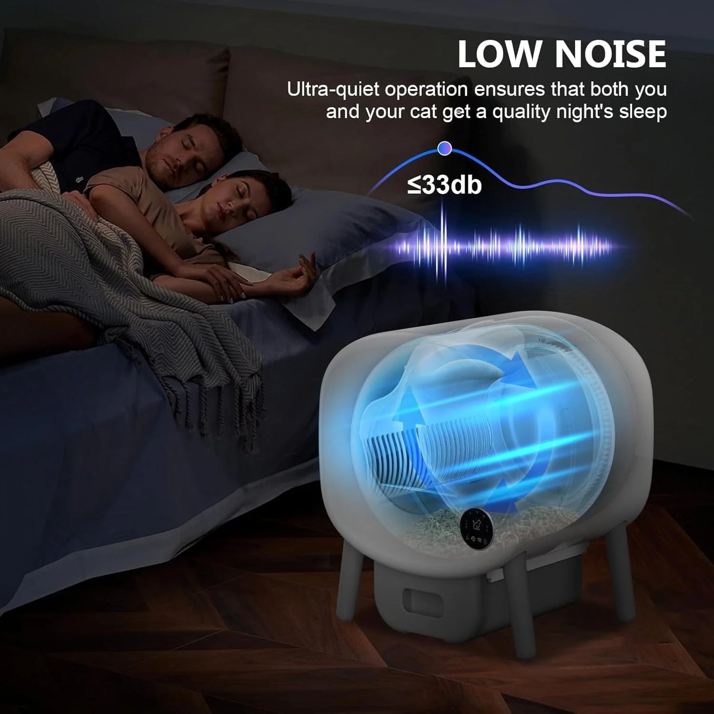 Self Cleaning Litter Box, Large Capacity Automatic Cat Litter Box Self Cleaning for Cats, App Control,Safety Protection, 2 Roll Garbage Bags