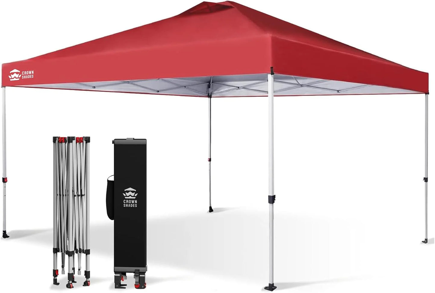 10x10 Pop-Up Awning - One-Click Installation Beach Tent - Outdoor Sunshade Silver Coated Top, 3 Heights and 4 Sand Pockets