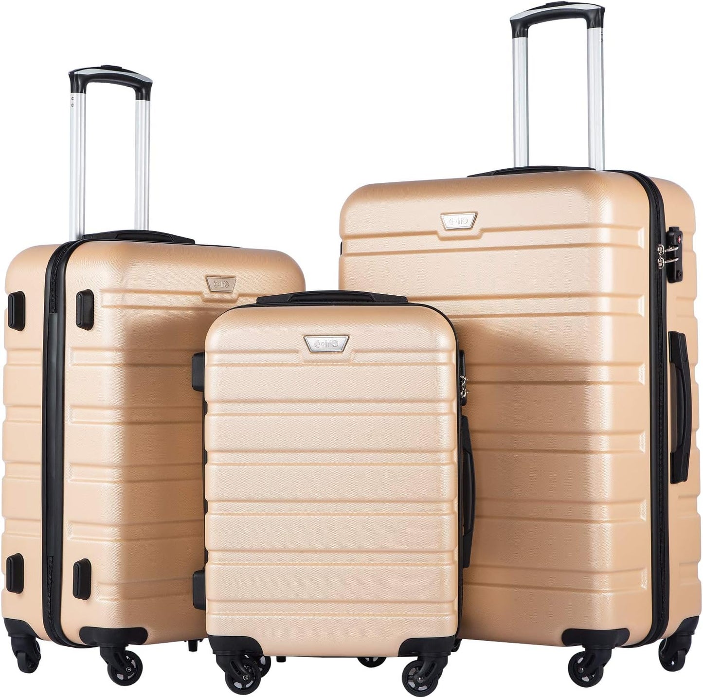 Coolife Luggage 3 Piece Set Suitcase Spinner Hardshell Lightweight TSA Lock