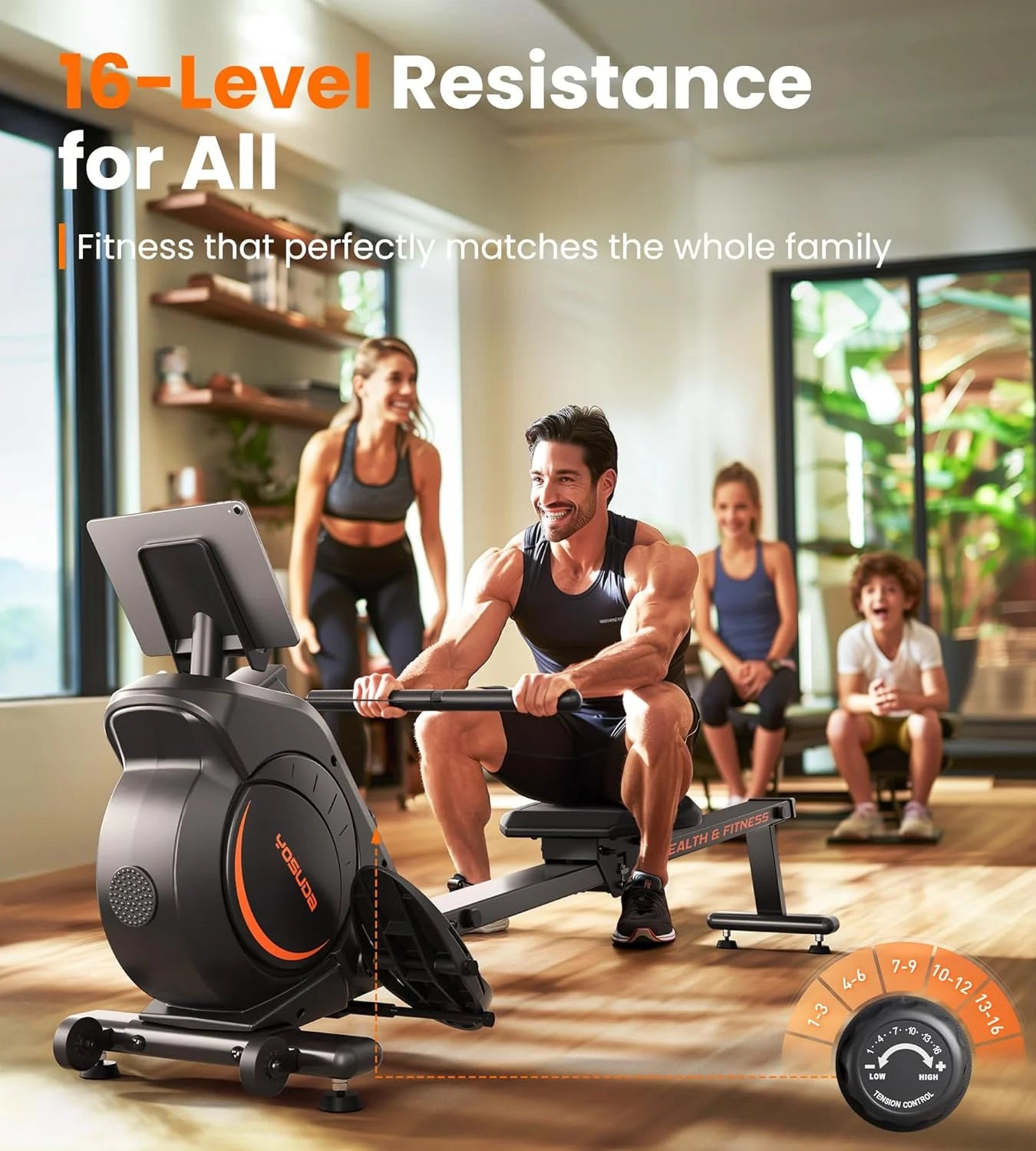 YOSUDA Home Magnet/Water Resistance Rowing Machine Support Bluetooth and Applications