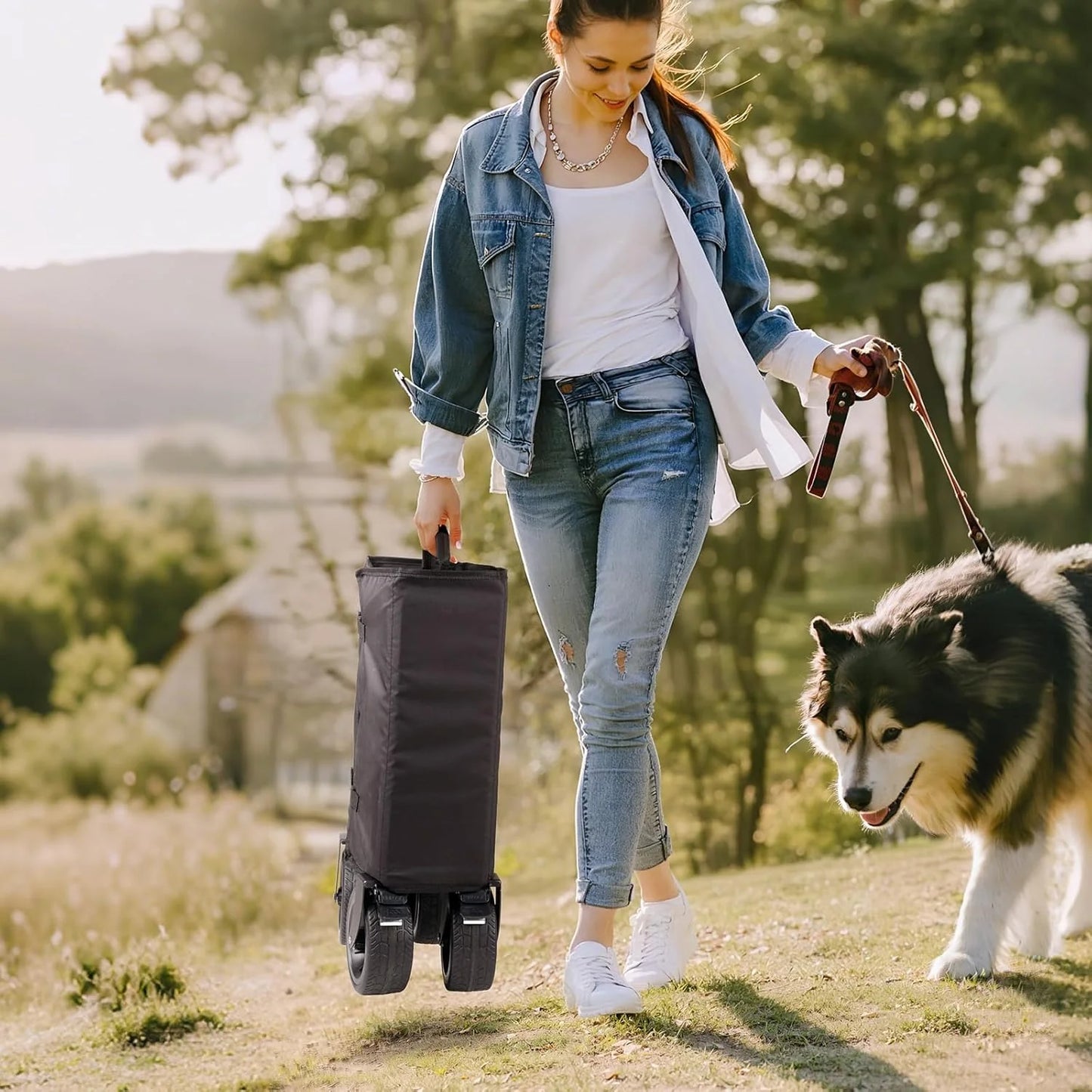 48" Extra Large Folding Travel Cart, 560 lb Capacity, 350 L Heavy Duty Utility Cart with Brakes and All-Terrain Wheels