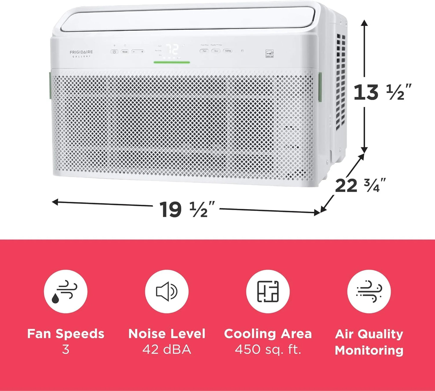 Frigidaire GHWQ103WC1 Inverter Quiet Temp Room Air Conditioner, 10,000 BTU with Wi-Fi Connected, Works with Alexa, Energy Star Certified, Easy-to-Clean Washable Filter, in White
