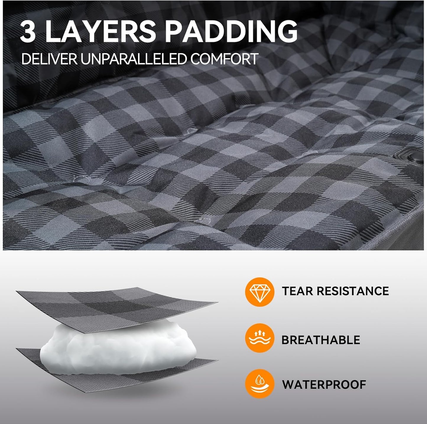 Camping Chair Upholstered Loveseat - Heavy Duty Extra Large Camping Sofa Portable Folding Sofa with Cup Holder and Carry Bag