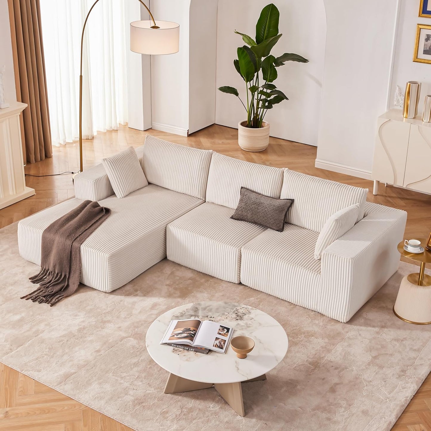 108 inch sectional sofa, cloud sectional sofa with deep seat, modern sectional L shaped sofa