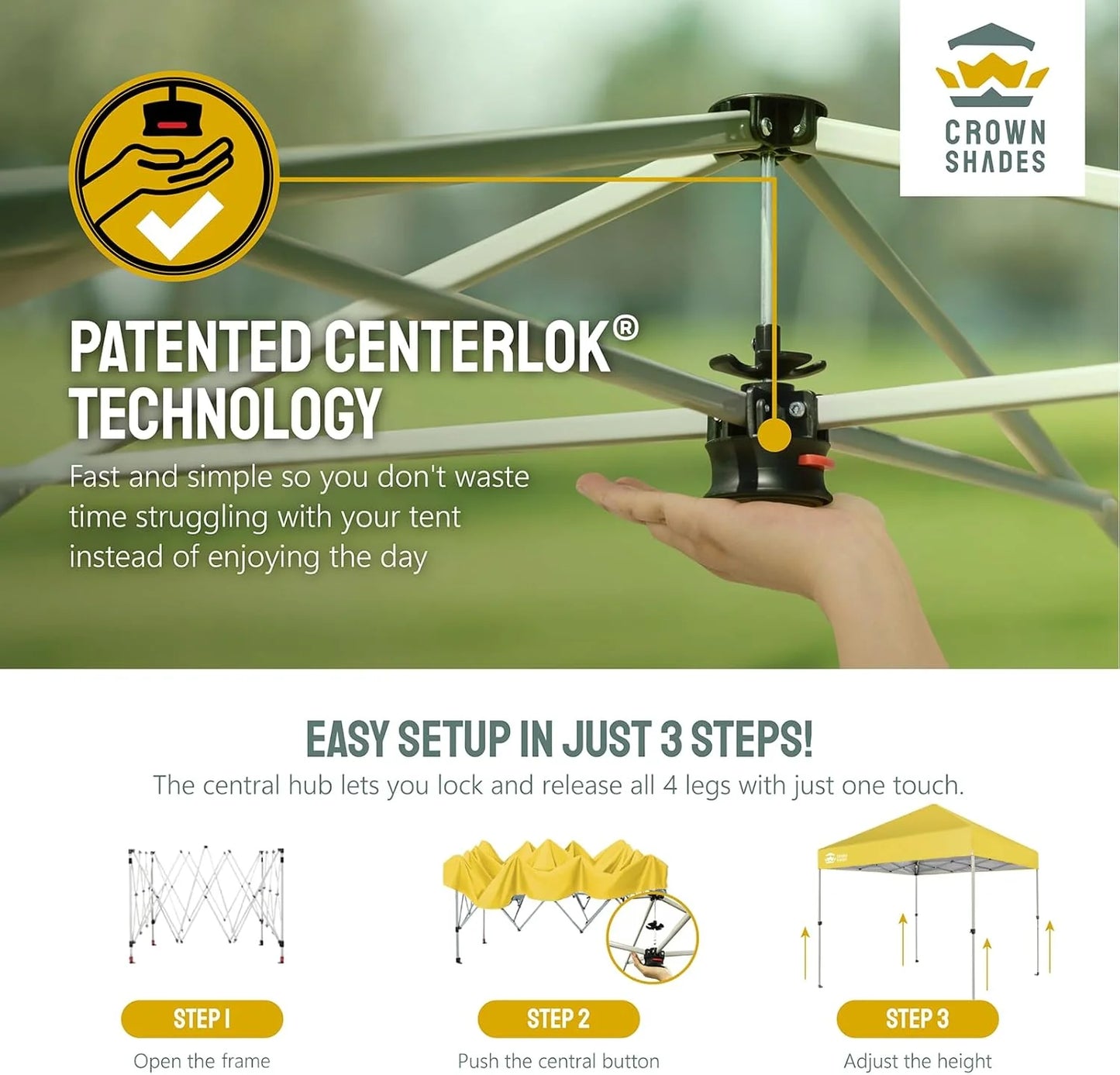 10x10 Pop-Up Awning - One-Click Installation Beach Tent - Outdoor Sunshade Silver Coated Top, 3 Heights and 4 Sand Pockets