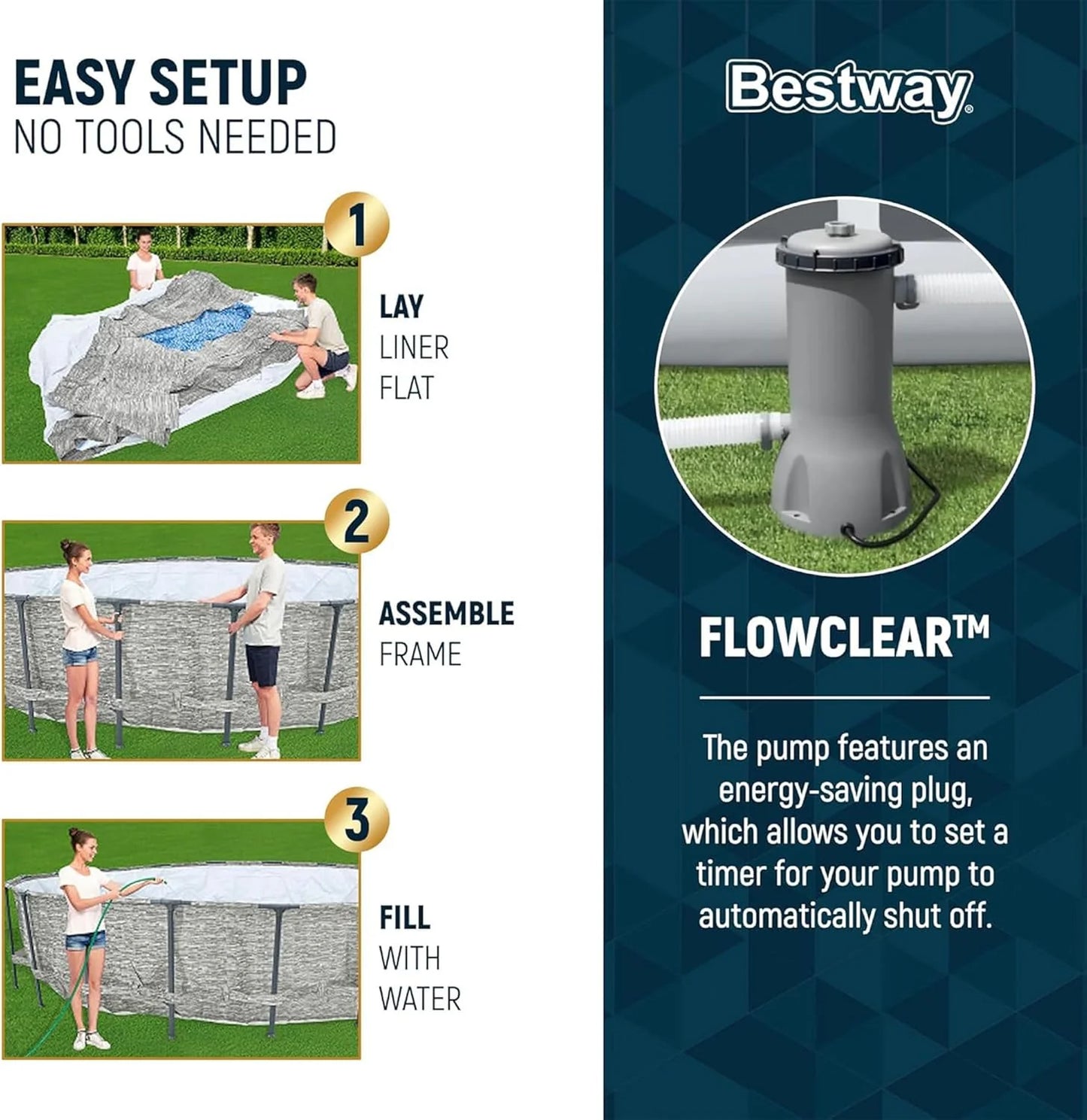 Steel Pro MAX 14 Foot x 48 Inch Round Metal Frame Above Ground Outdoor Swimming Pool Set with 1,000 Filter Pump, Ladder, and Cover, Gray