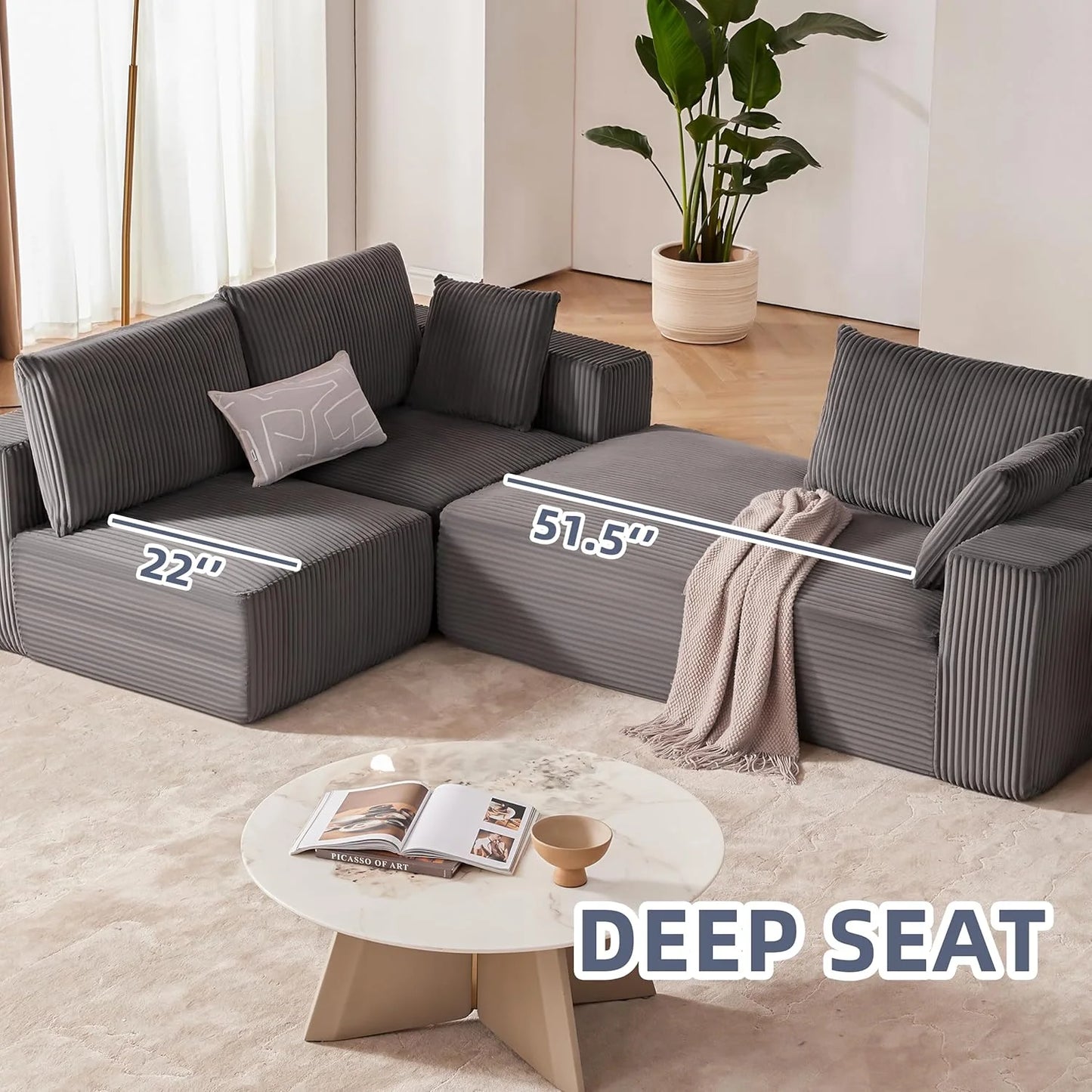 108 inch sectional sofa, cloud sectional sofa with deep seat, modern sectional L shaped sofa